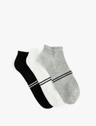 Çizgili Pamuklu 3'lü Patik Çorap Seti