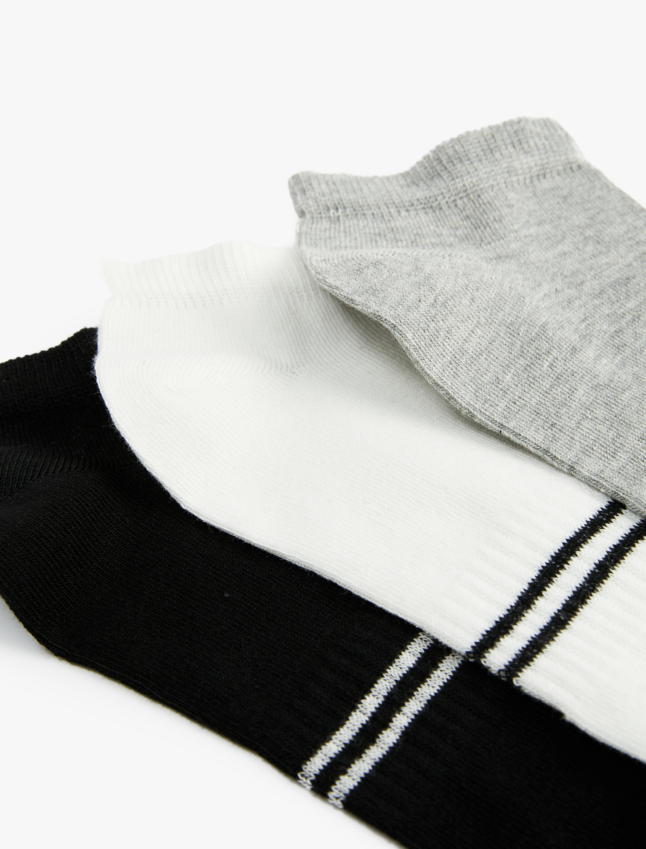  Erkek Çizgili Pamuklu 3'lü Patik Çorap Seti