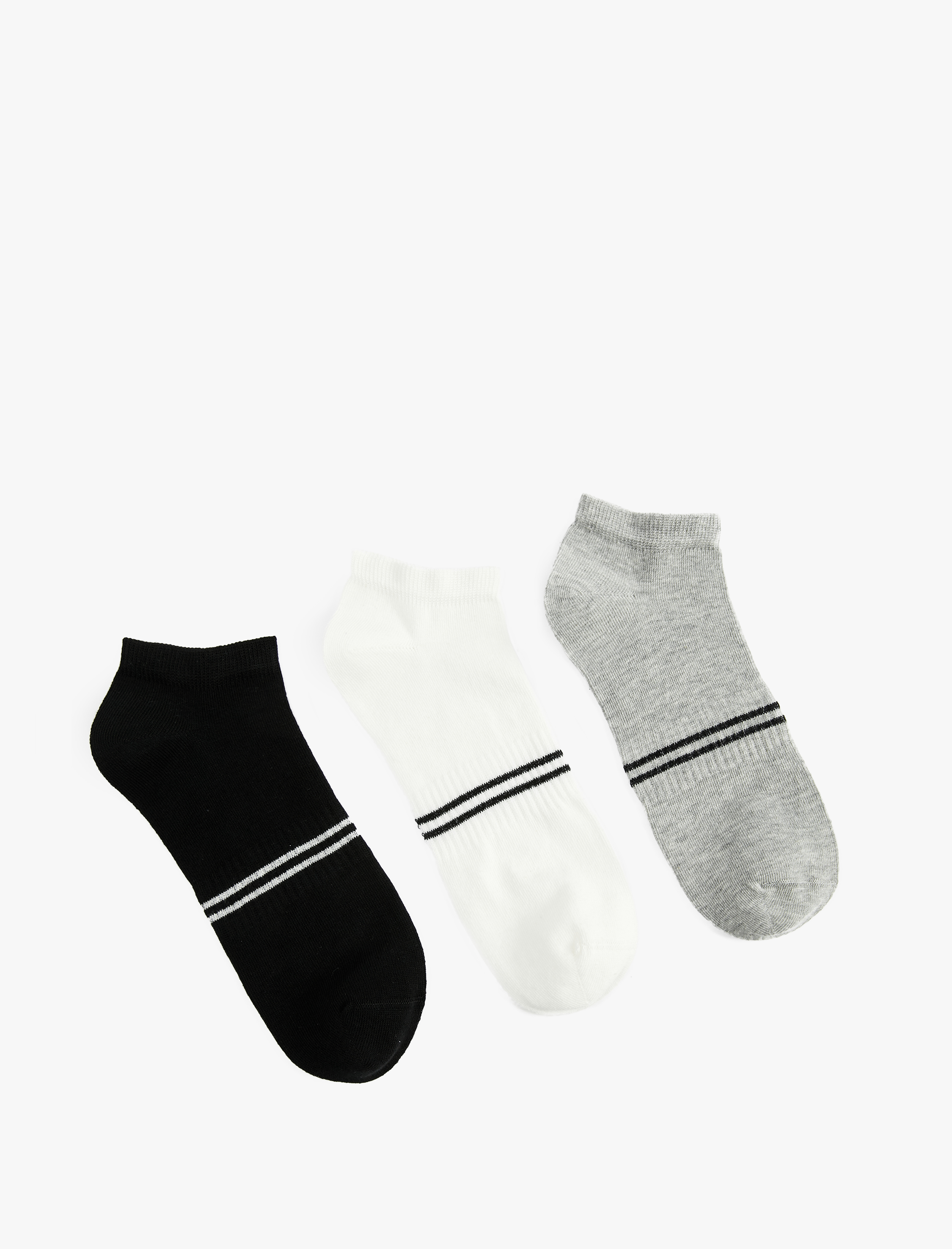  Erkek Çizgili Pamuklu 3'lü Patik Çorap Seti