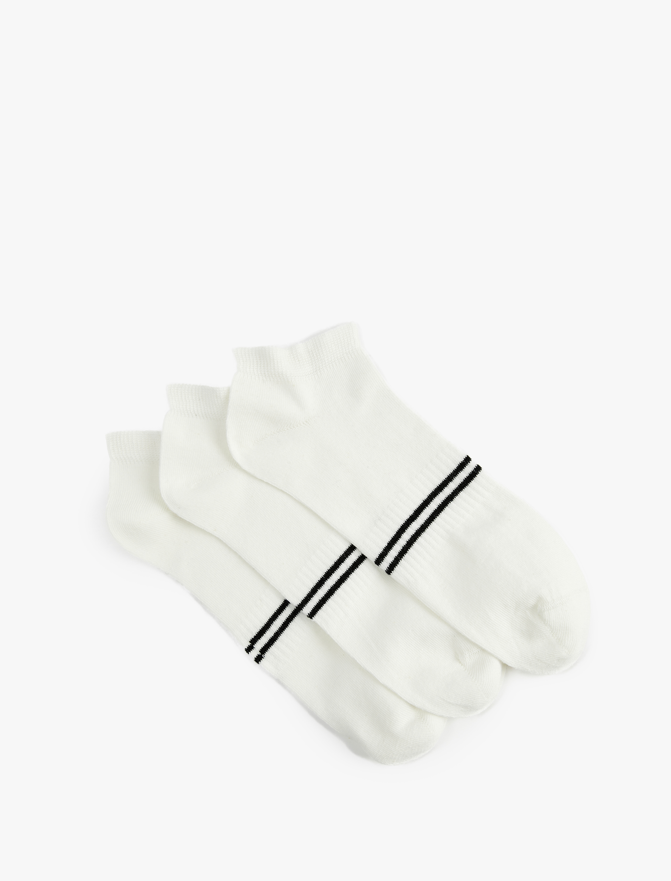  Erkek Çizgili Pamuklu 3'lü Patik Çorap Seti