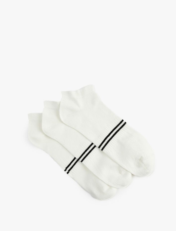Erkek Çizgili Pamuklu 3'lü Patik Çorap Seti