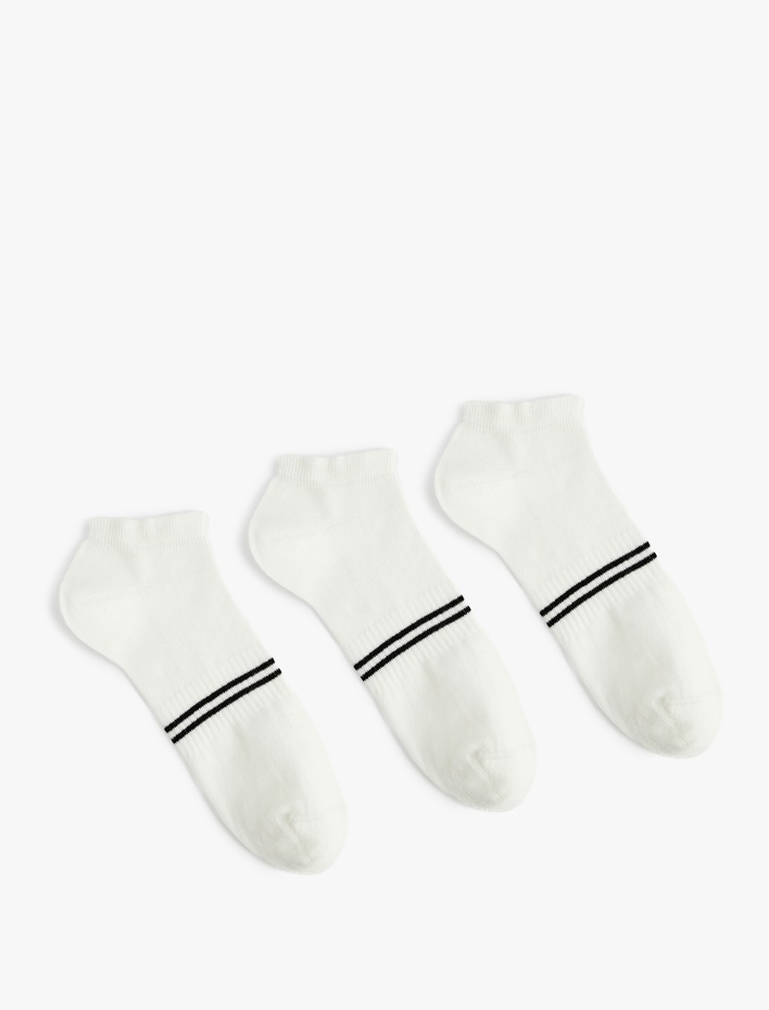 Erkek Çizgili Pamuklu 3'lü Patik Çorap Seti