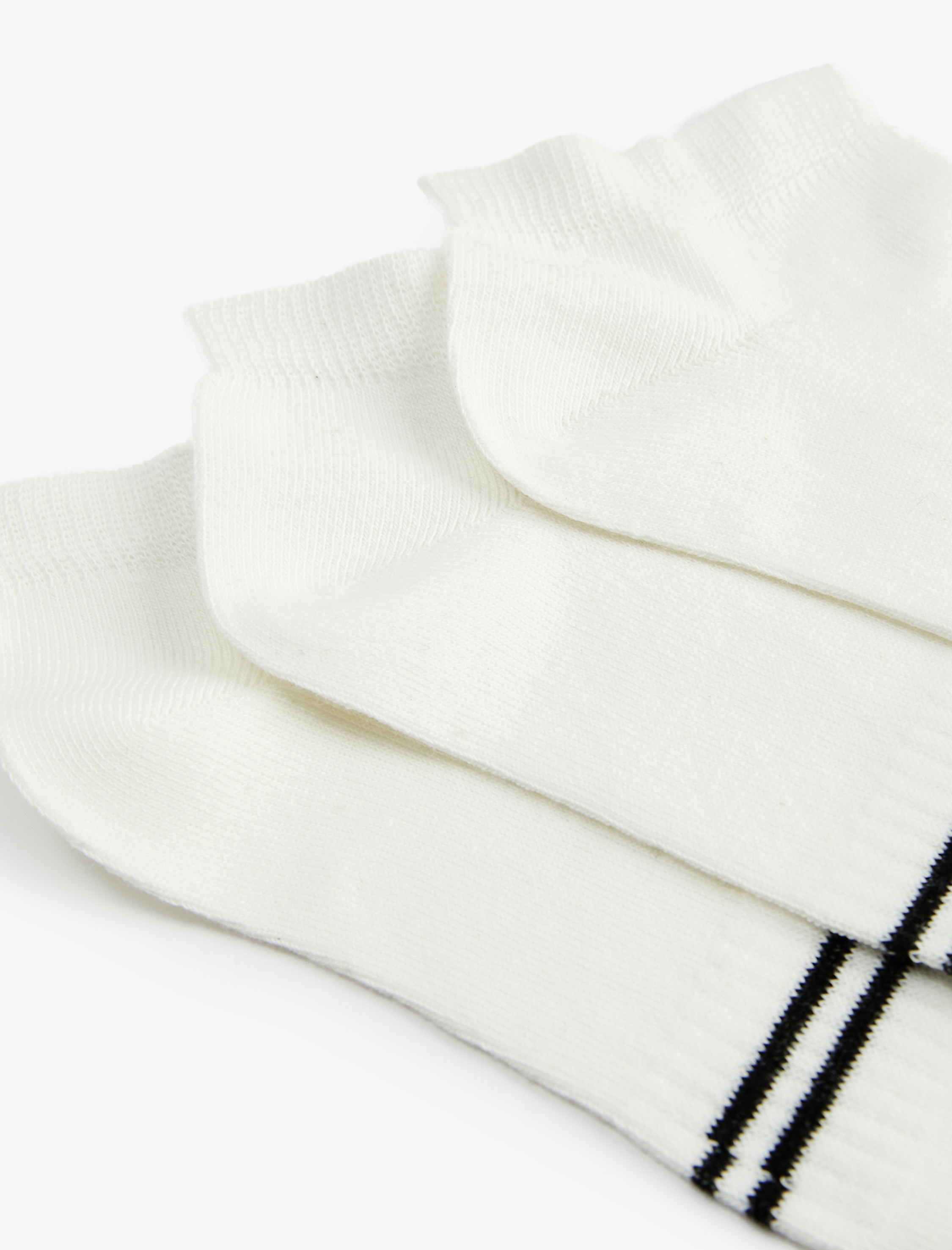 Erkek Çizgili Pamuklu 3'lü Patik Çorap Seti