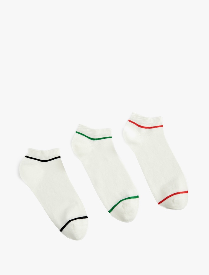 Erkek Çok Renkli Çizgili Pamuklu 3'lü Patik Çorap Seti