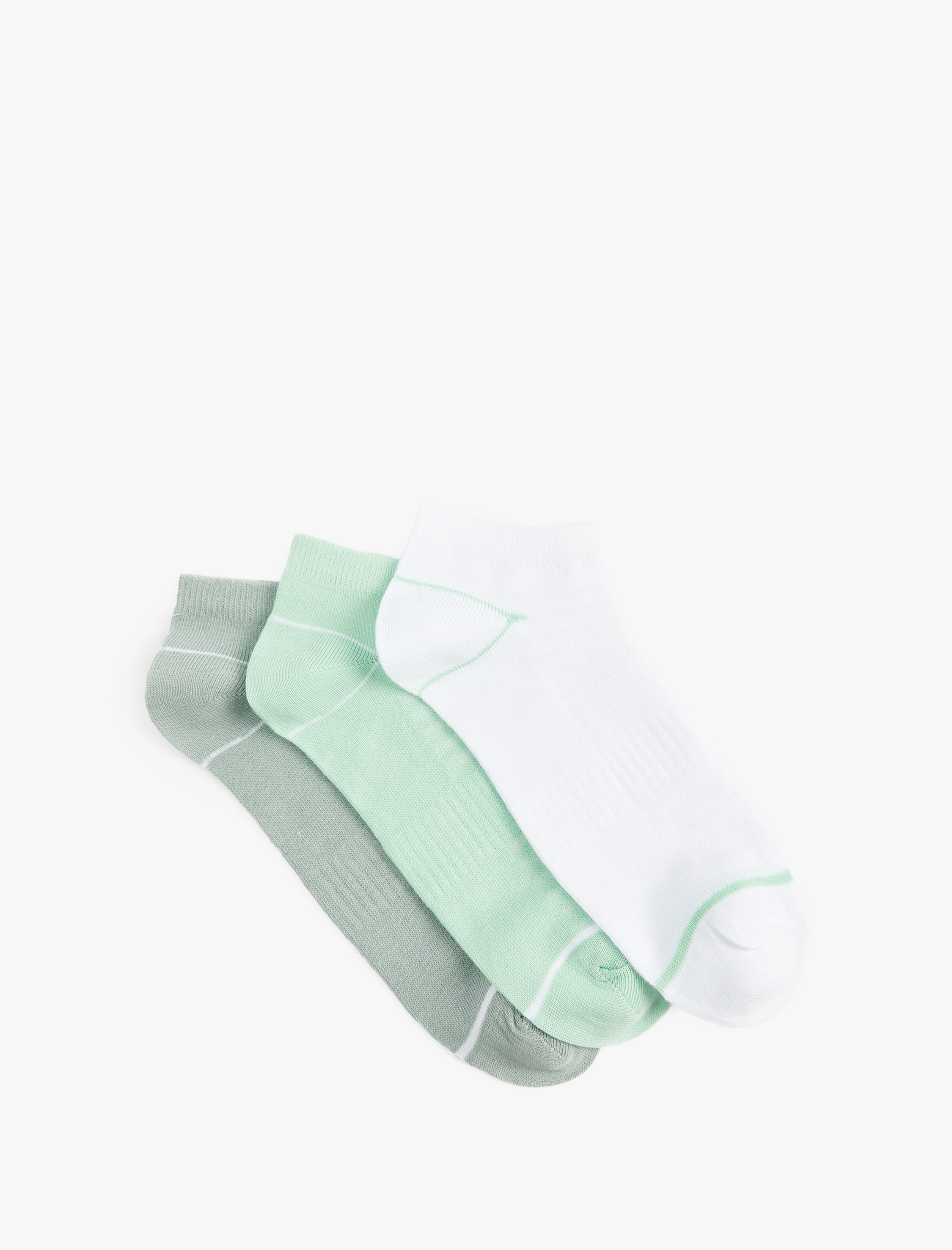  Kadın Pamuklu Çizgi Desenli Çok Renkli 3'lü Patik Çorap Seti