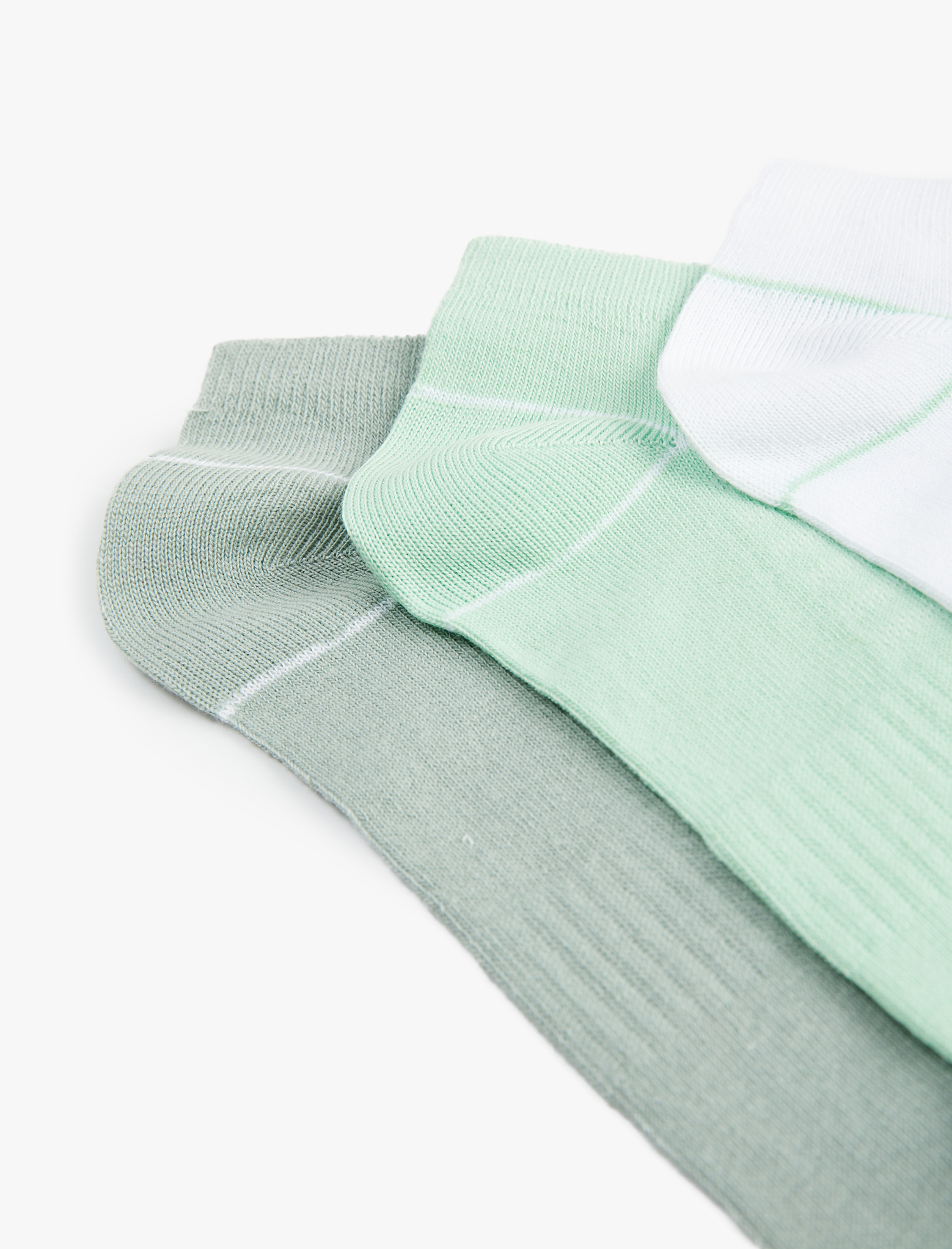  Kadın Pamuklu Çizgi Desenli Çok Renkli 3'lü Patik Çorap Seti