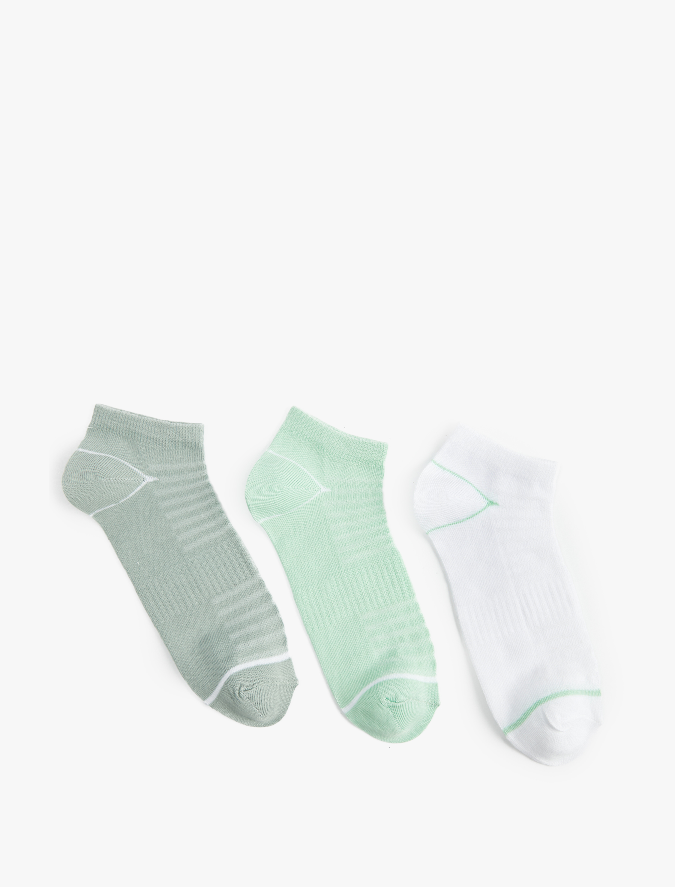  Kadın Pamuklu Çizgi Desenli Çok Renkli 3'lü Patik Çorap Seti