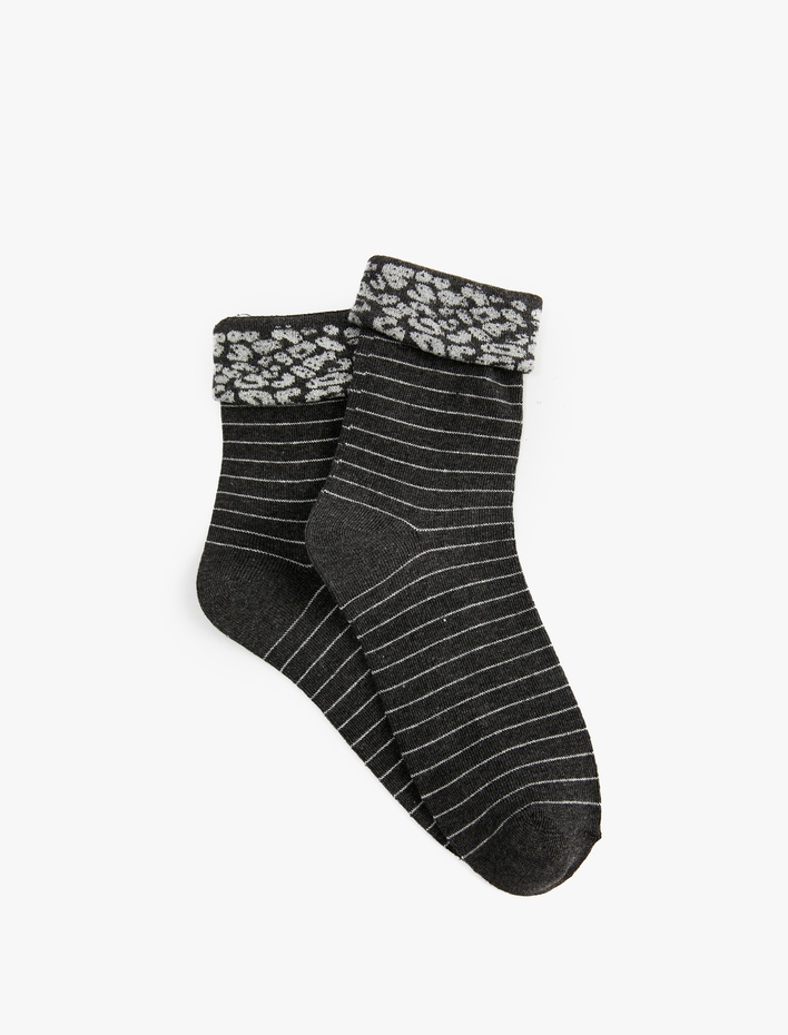 Kadın Çizgili Pamuklu Soket Çorap