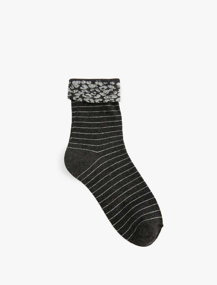 Kadın Çizgili Pamuklu Soket Çorap