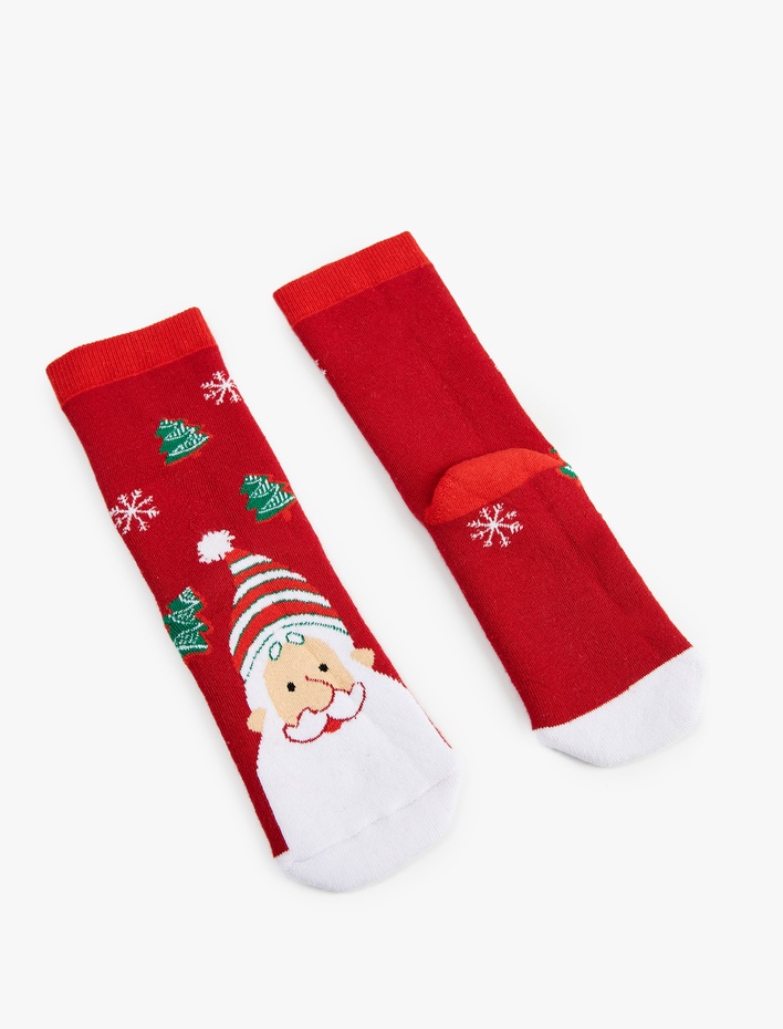 Kadın Noel Baba Baskılı Pamuklu Soket Havlu Çorap