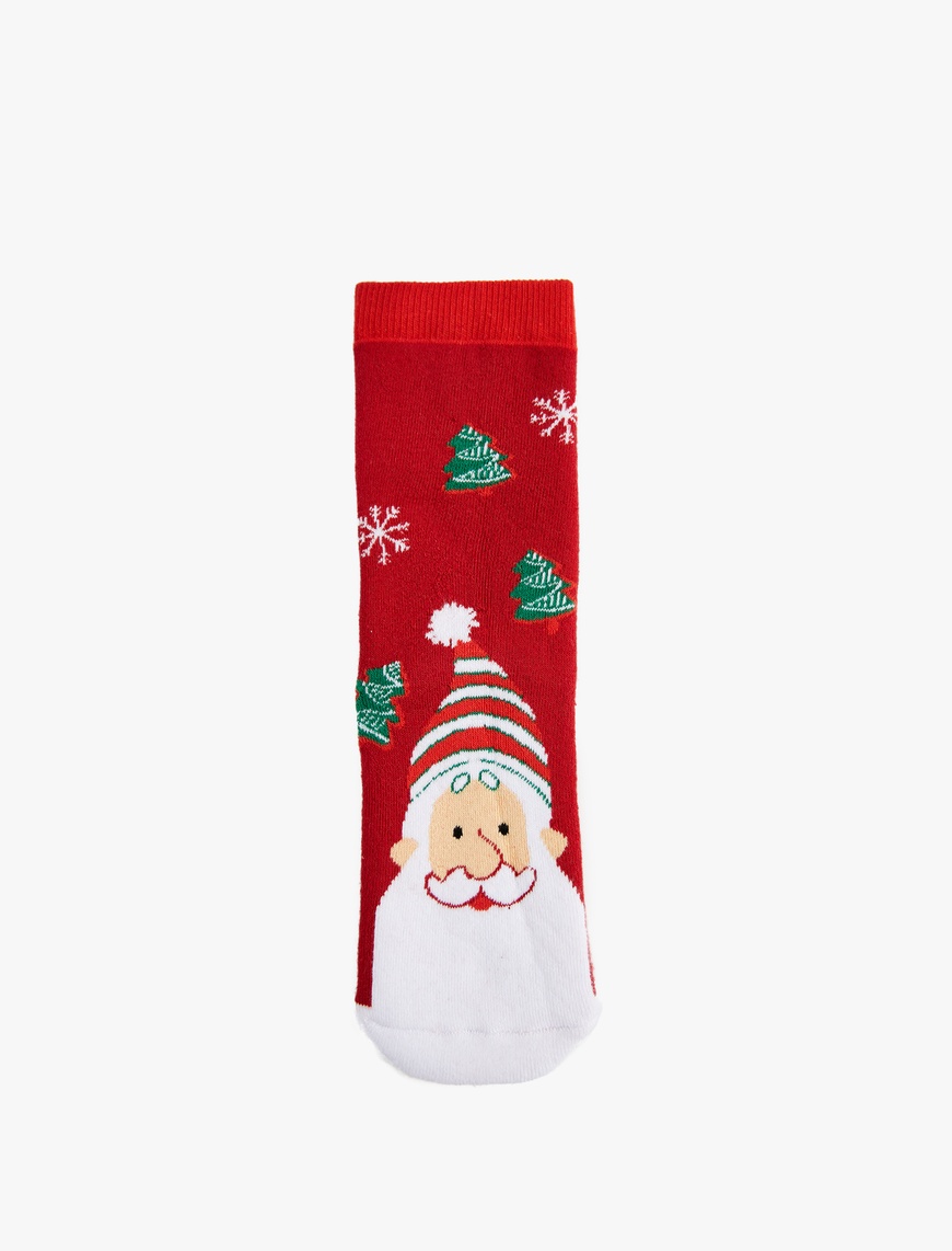  Kadın Noel Baba Baskılı Pamuklu Soket Havlu Çorap