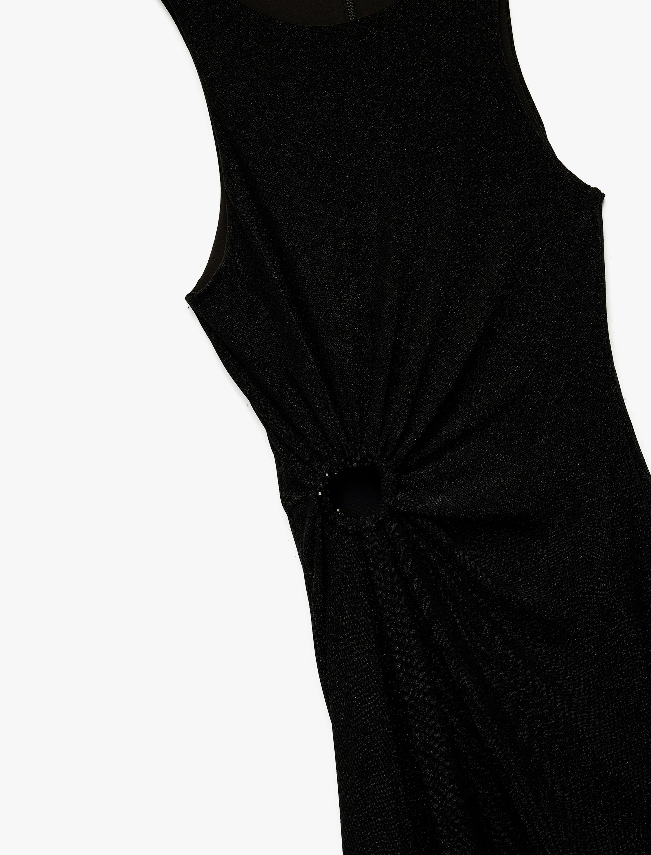   Kolsuz Bisiklet Yaka Taş Detaylı Slim Fit Elbise