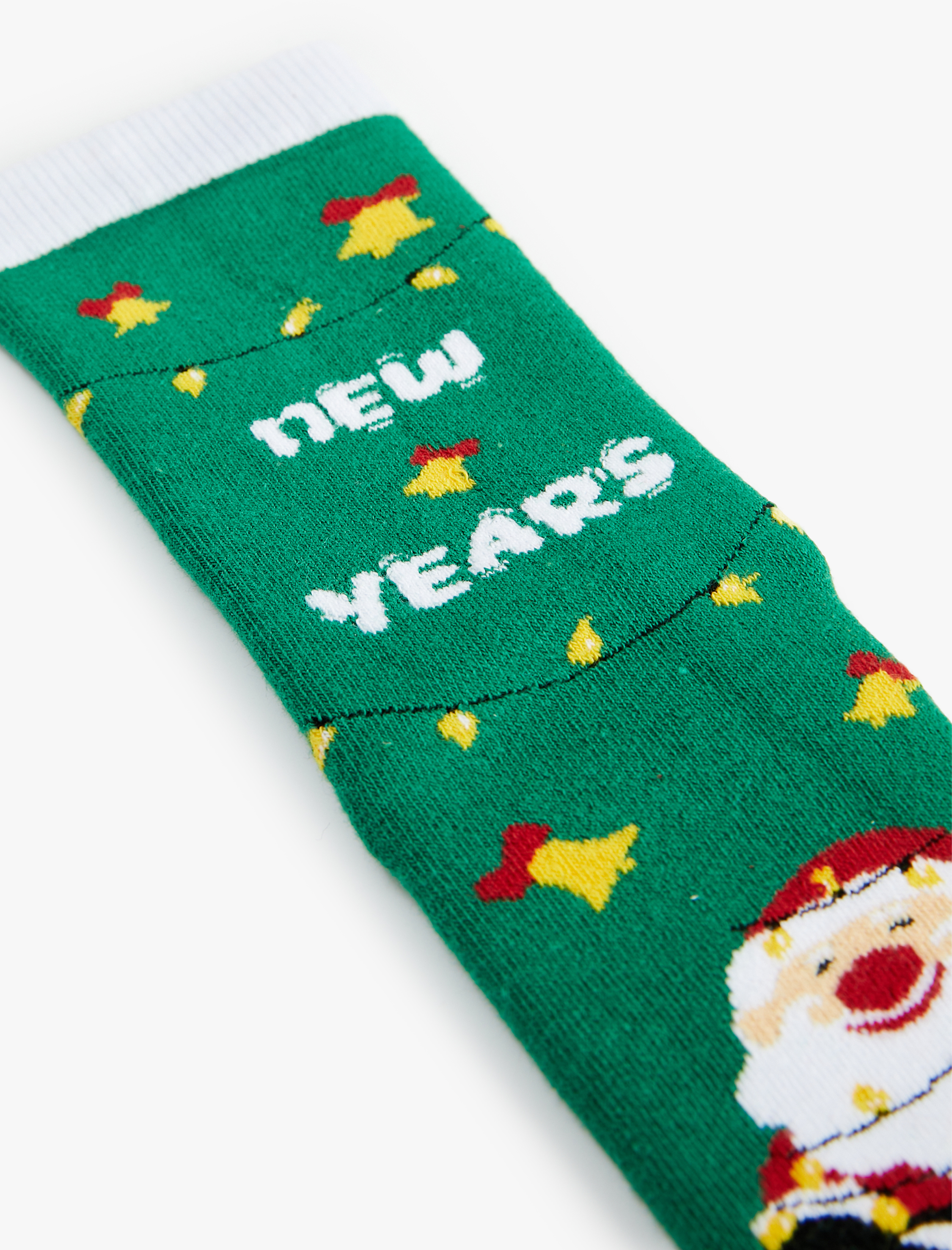  Kadın Yılbaşı Temalı Renk Kontrastlı Pamuklu Havlu Soket Çorap