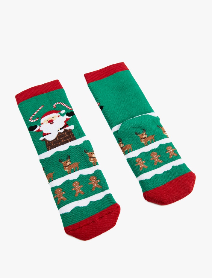 Kadın Yılbaşı Baskılı Pamuklu Havlu Soket Çorap