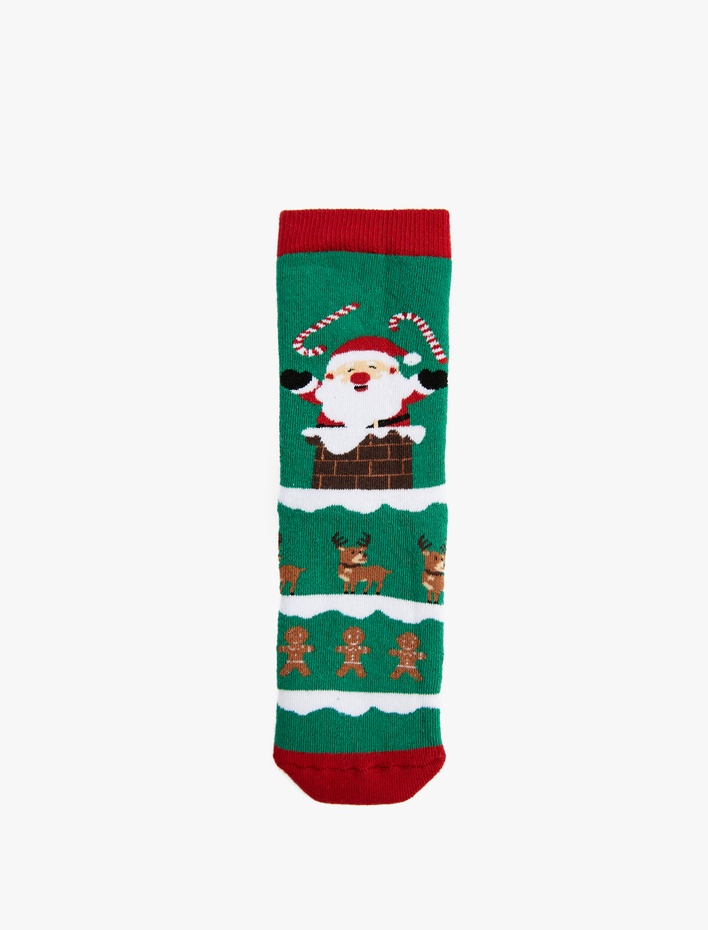 Kadın Yılbaşı Baskılı Pamuklu Havlu Soket Çorap