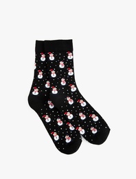 Kardan Adam Desenli Soket Çorap