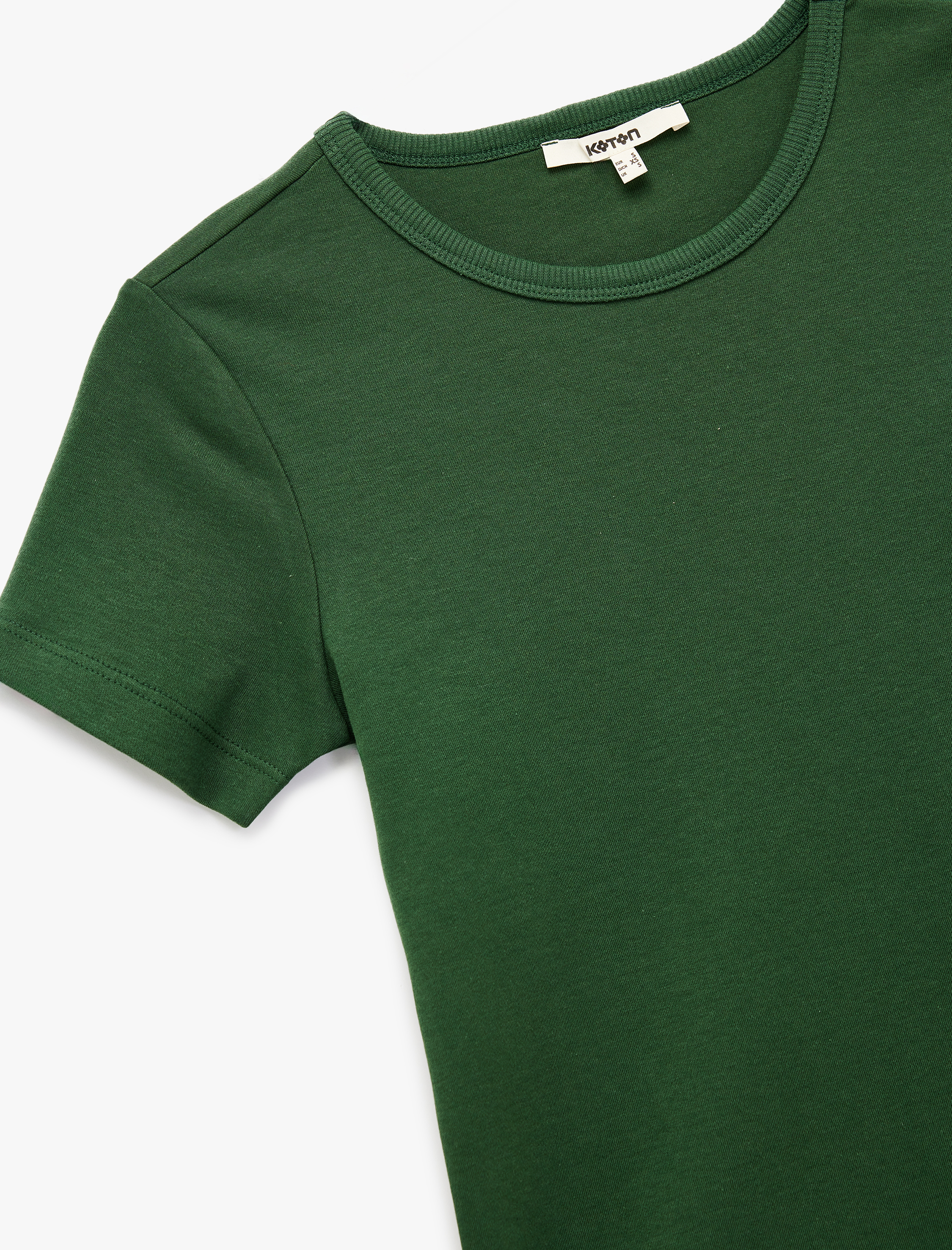   Pamuklu Kısa Kollu Bisiklet Yaka Basic Tişört