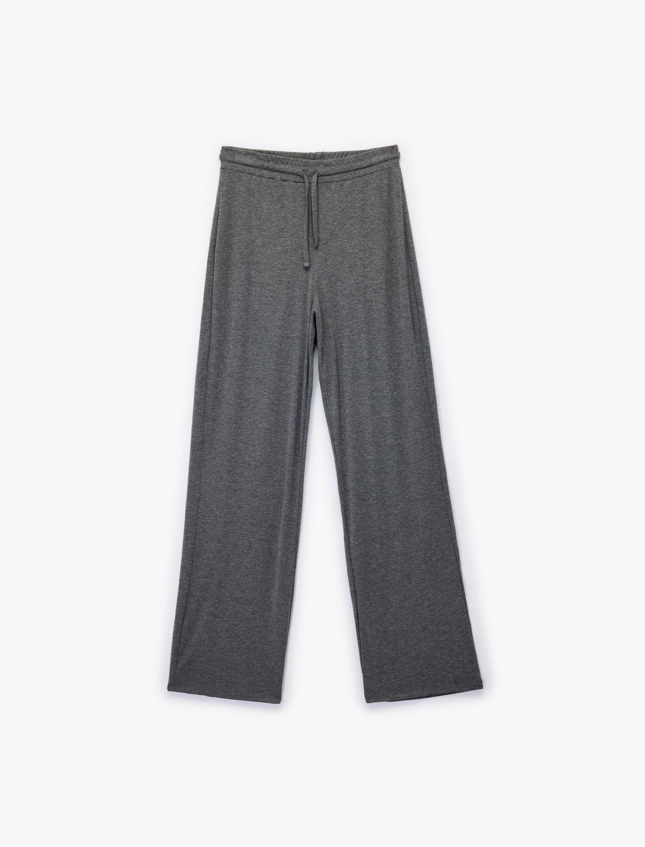   Beli Lastikli Bağlamalı Uzun Bol Paça Pantolon