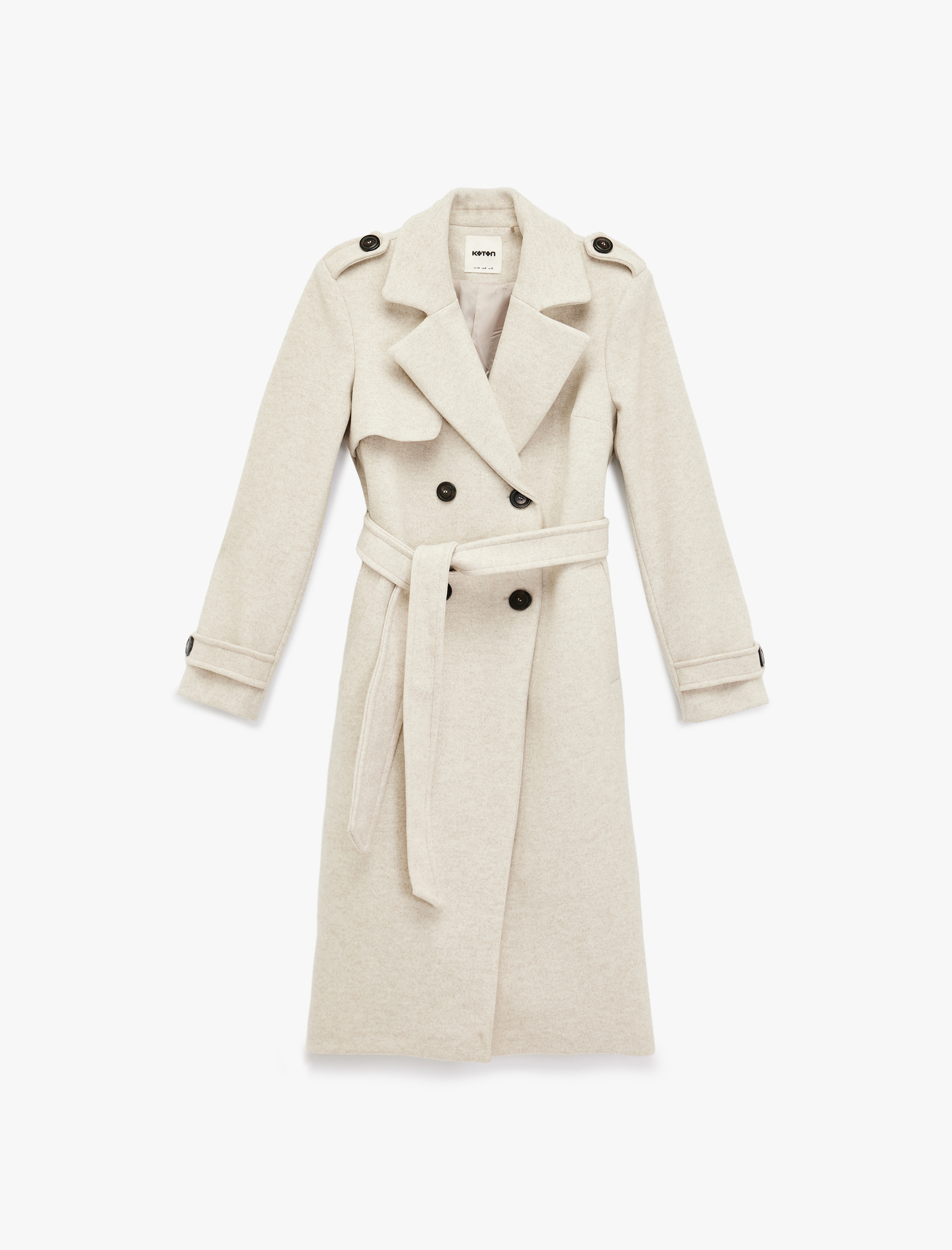   Trenç Kaban Kaşe Uzun Kollu Kruvaze Kemerli