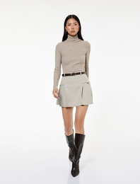 Cep Detaylı A Kesim Pileli Mini Etek