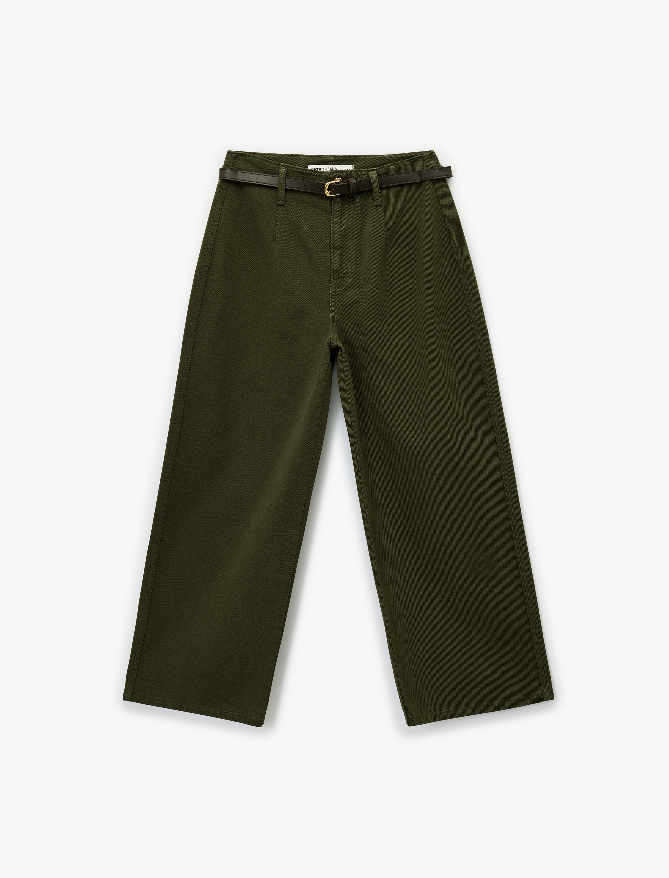   Pamuklu Cep Detaylı Düğmeli Kısa Geniş Paça Pantolon