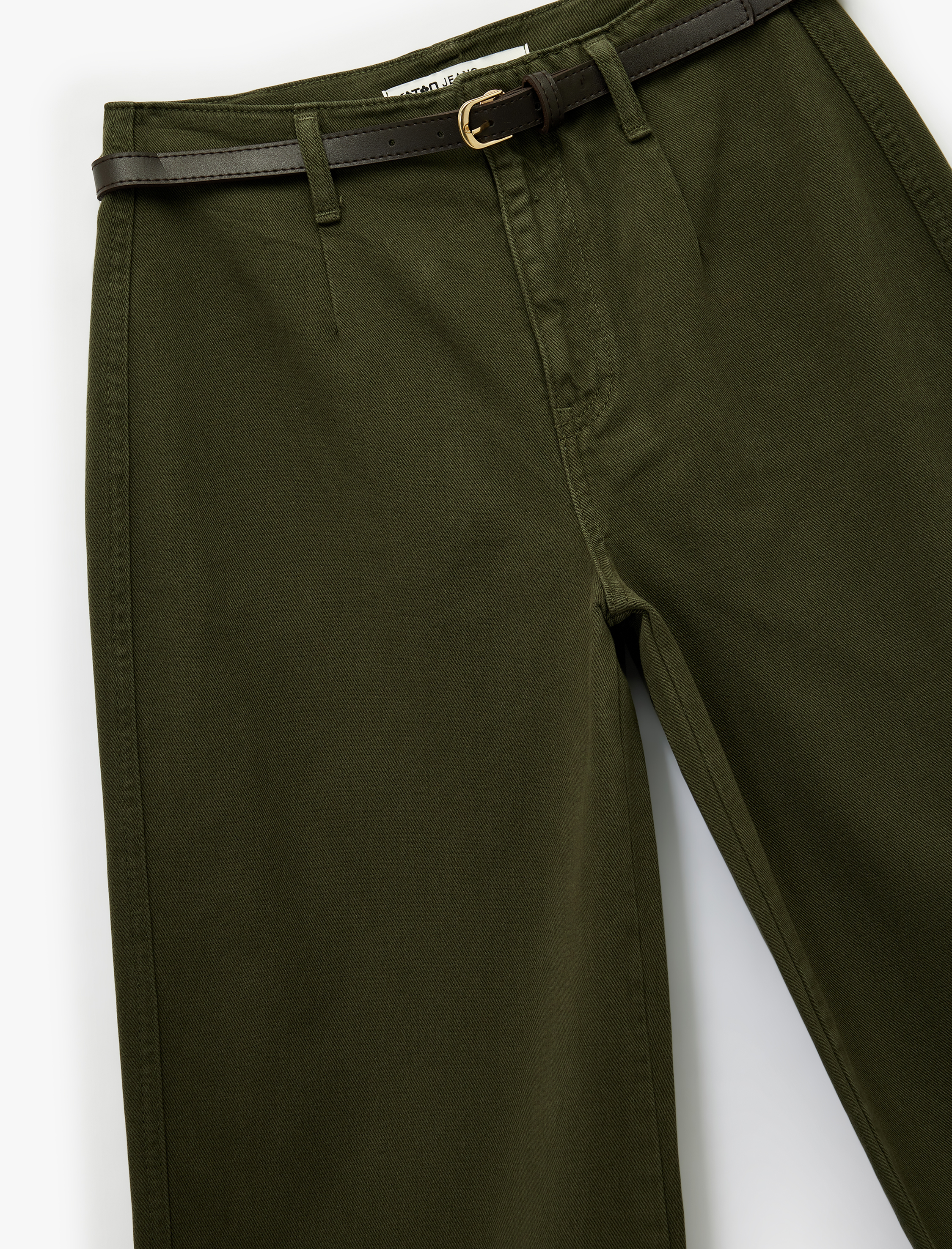   Pamuklu Cep Detaylı Düğmeli Kısa Geniş Paça Pantolon