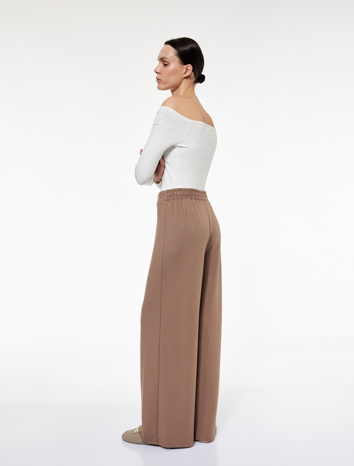  Beli Lastikli Düz Bol Paça Eşofman Pantolon