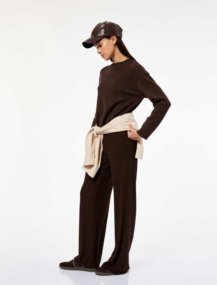  Viskon Karışımlı Yüksek Bel İspanyol Paça Tayt Pantolon