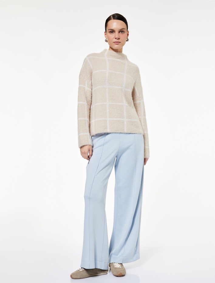  Nervürlü Cepli Düz Bol Paça Palazzo Pantolon