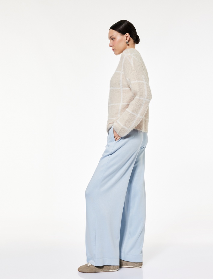  Nervürlü Cepli Düz Bol Paça Palazzo Pantolon