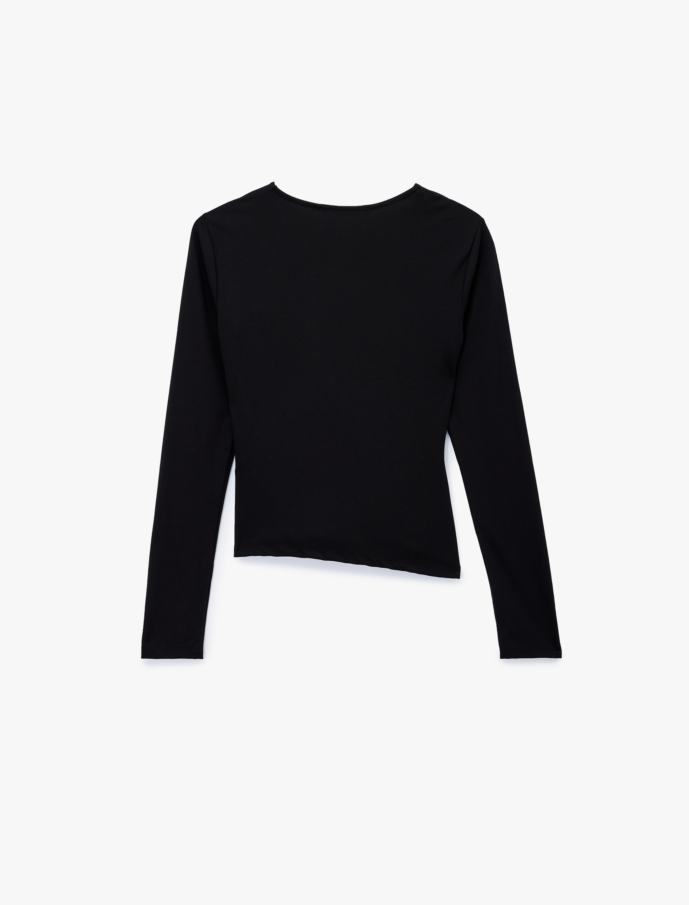 Koton X Sibil Çetinkaya - Slim Fit Dantel Detaylı Drapeli Uzun Kollu Bluz