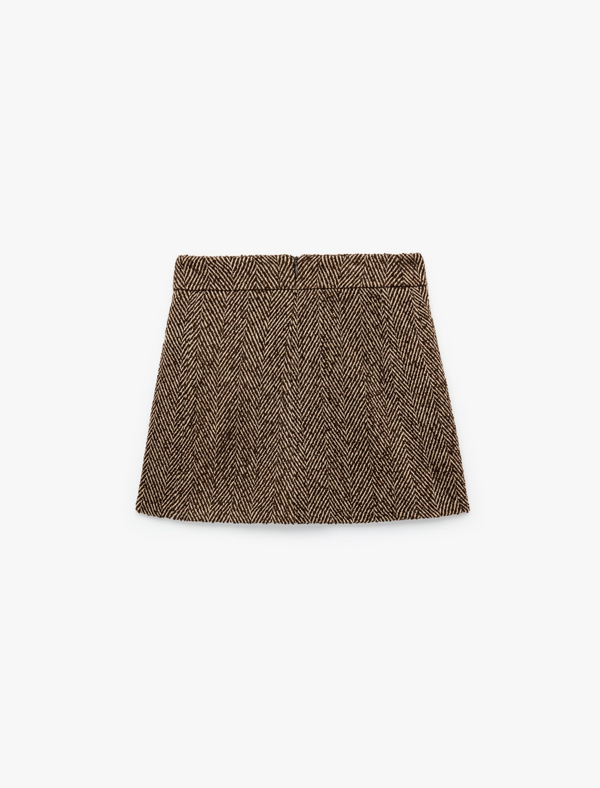   Koton X Melis Ağazat - A Kesim Slim Fit Cepli Mini Kışlık Etek