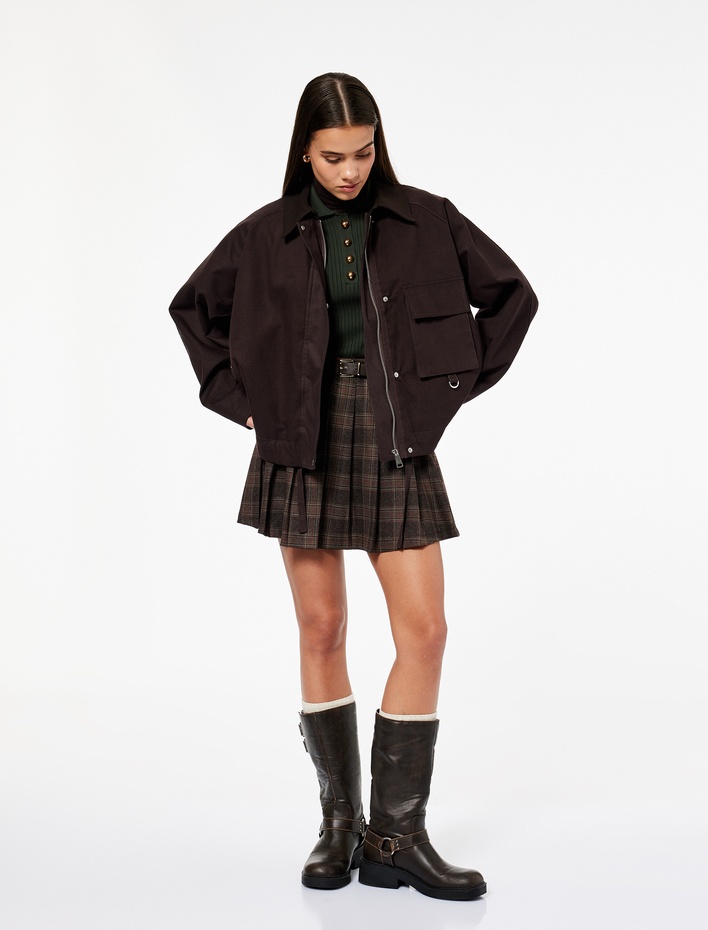  Oversize Çıtçıt Düğmeli Cep Detaylı Fermuarlı Mevsimlik Ceket