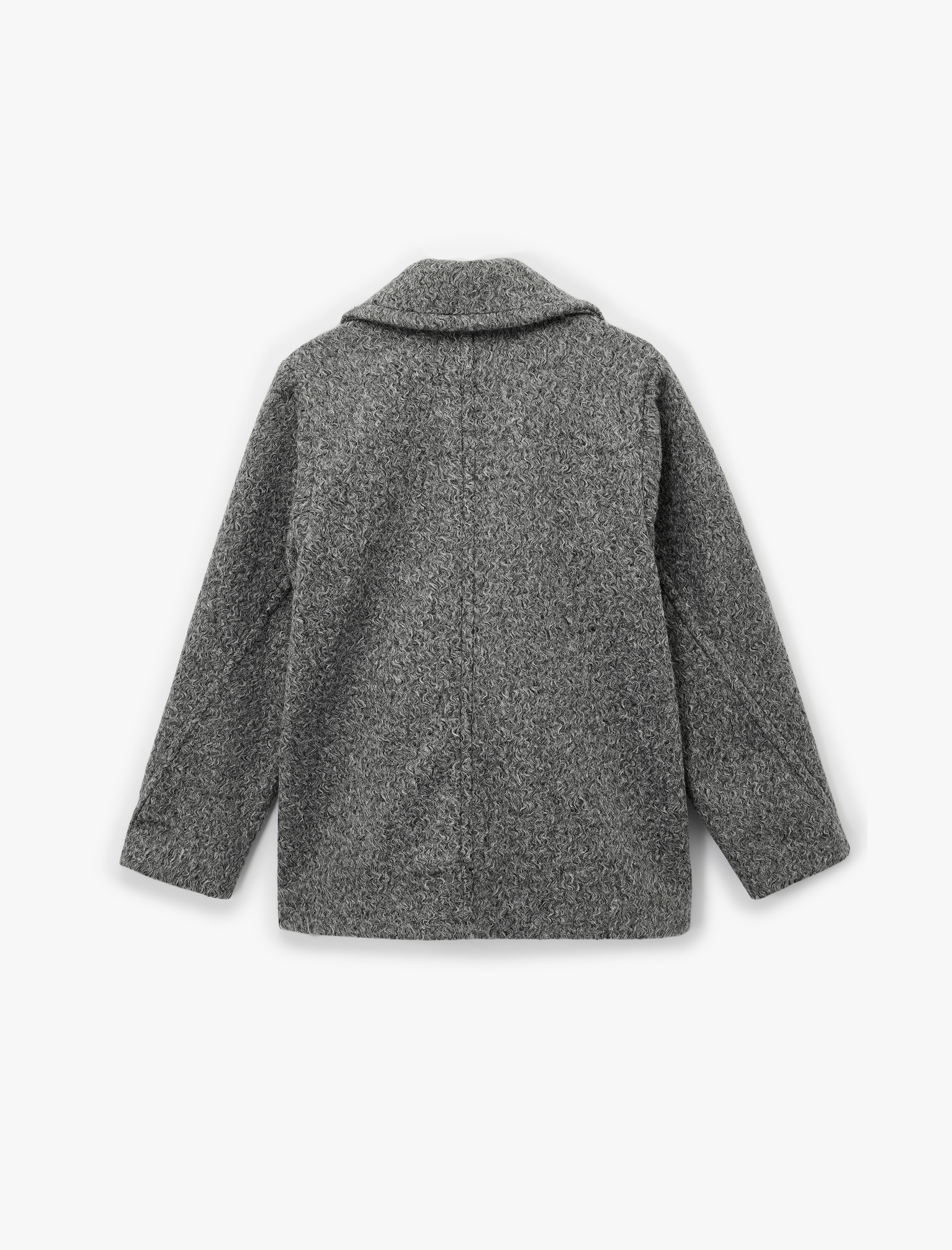   Düğmeli Cep Detaylı Kruvaze Yaka Oversize Buklet Kaban