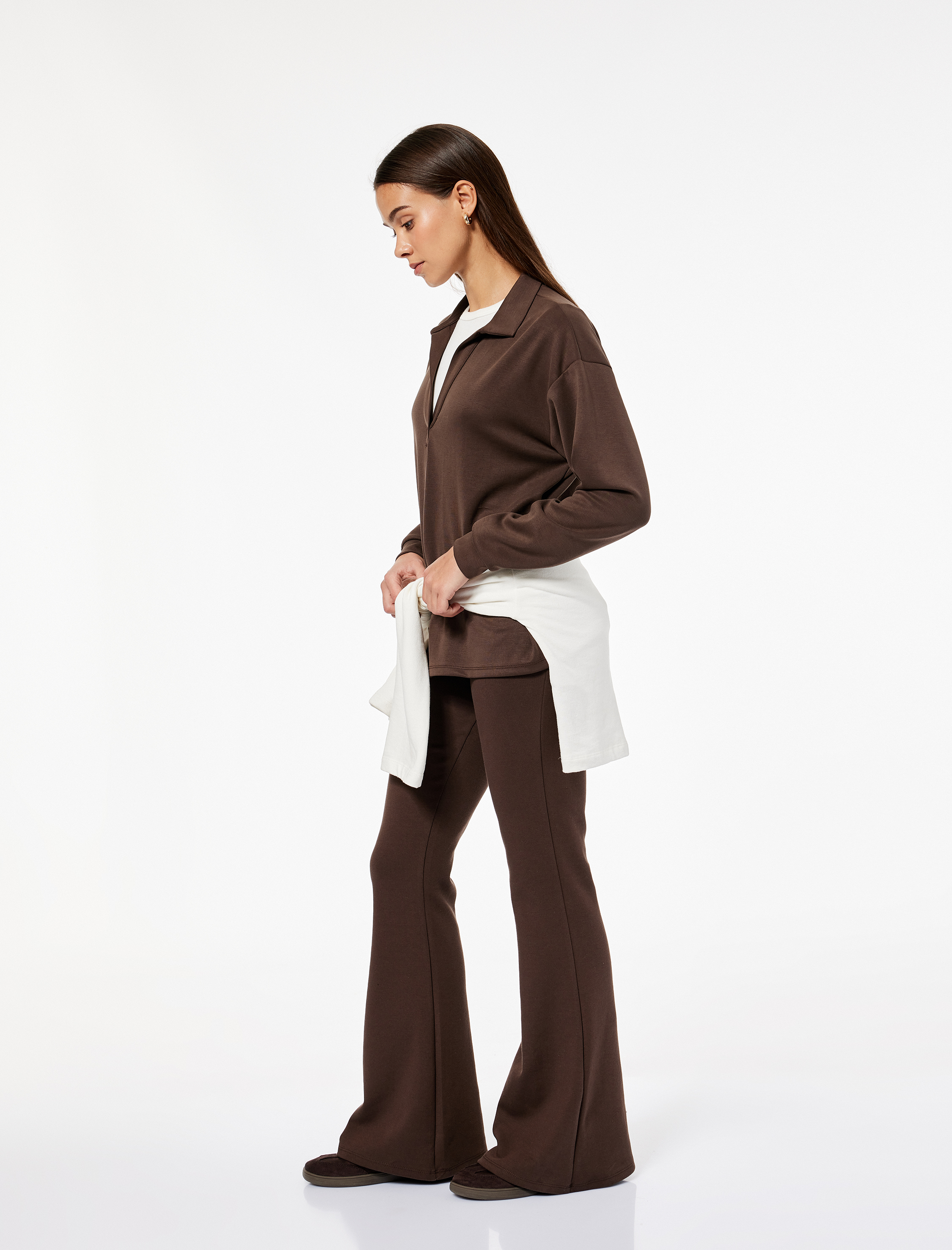 Slim Fit Pamuklu İspanyol Paça Tayt Pantolon