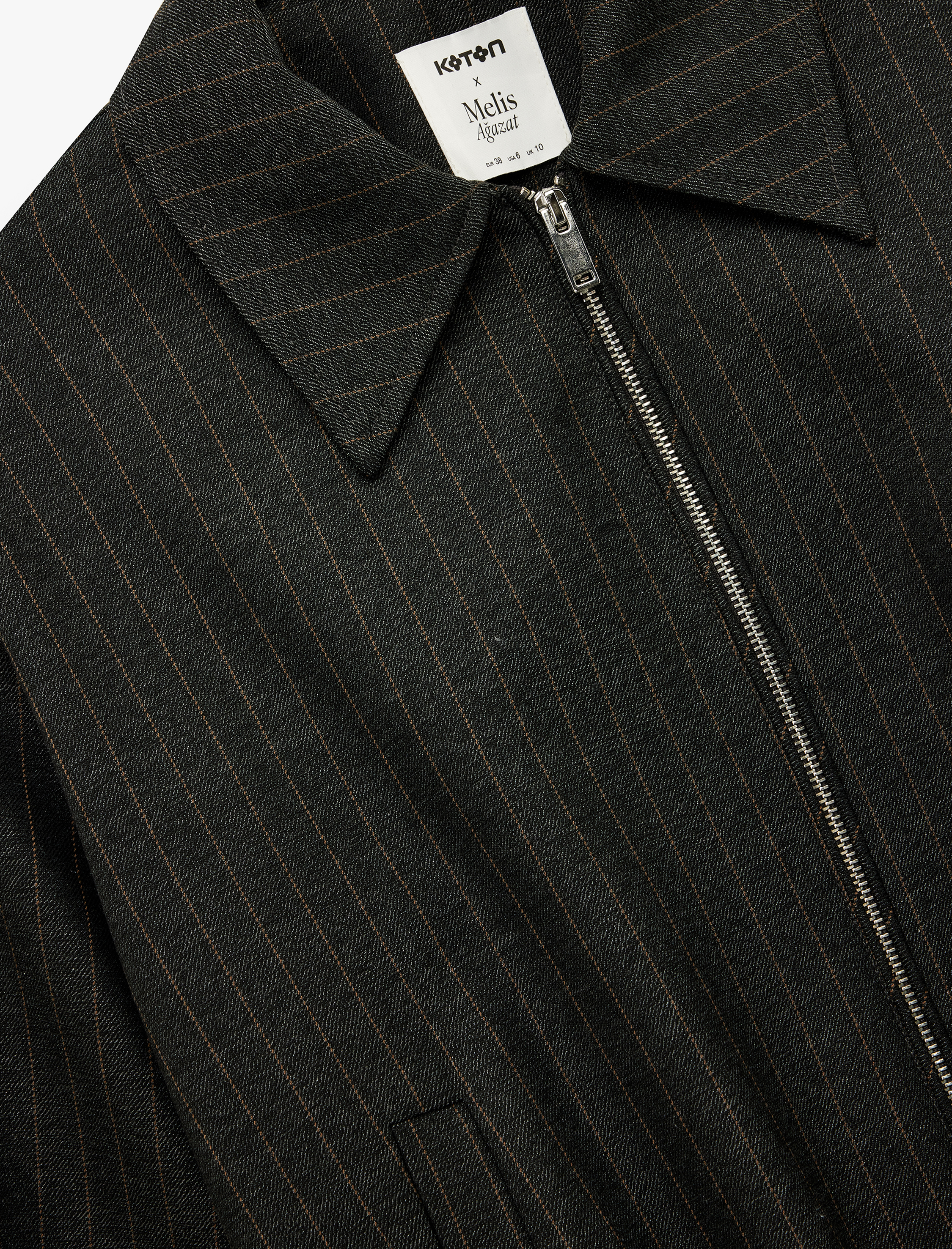   Koton X Melis Ağazat - Uzun Kollu Cepli Fermuarlı Crop Bomber Ceket