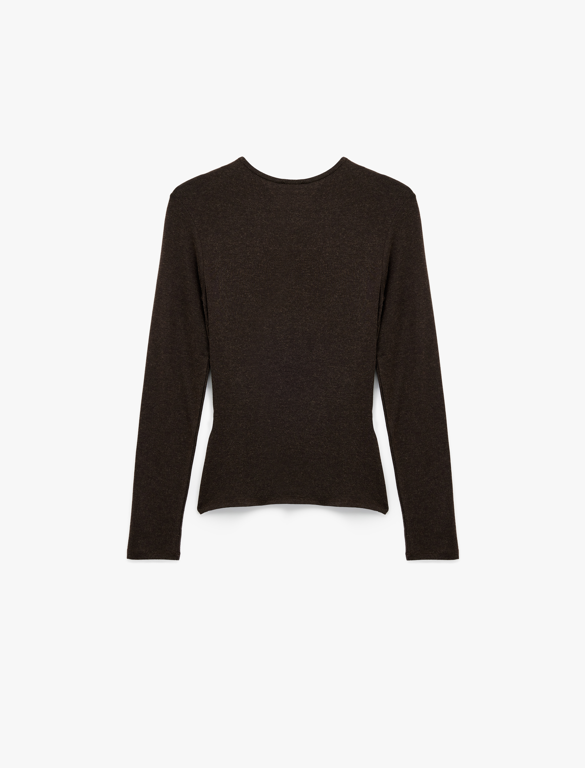   Uzun Kollu Asimetrik Yaka Düğüm Detaylı Bluz