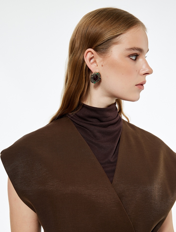  Koton X Melis Ağazat - Rahat Kalıp Kruvaze Bağlama Detaylı Yelek