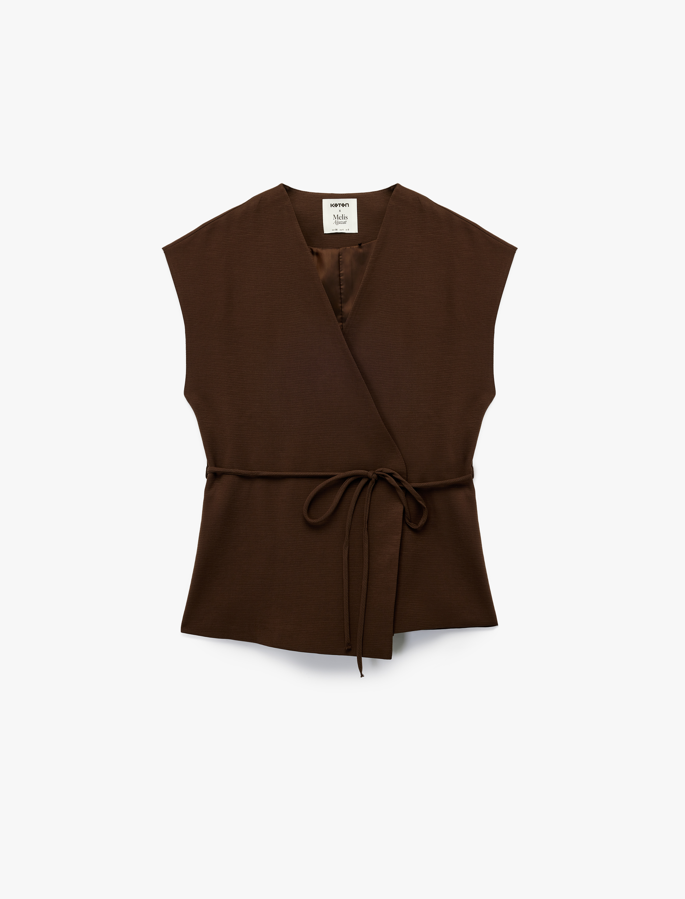   Koton X Melis Ağazat - Rahat Kalıp Kruvaze Bağlama Detaylı Yelek