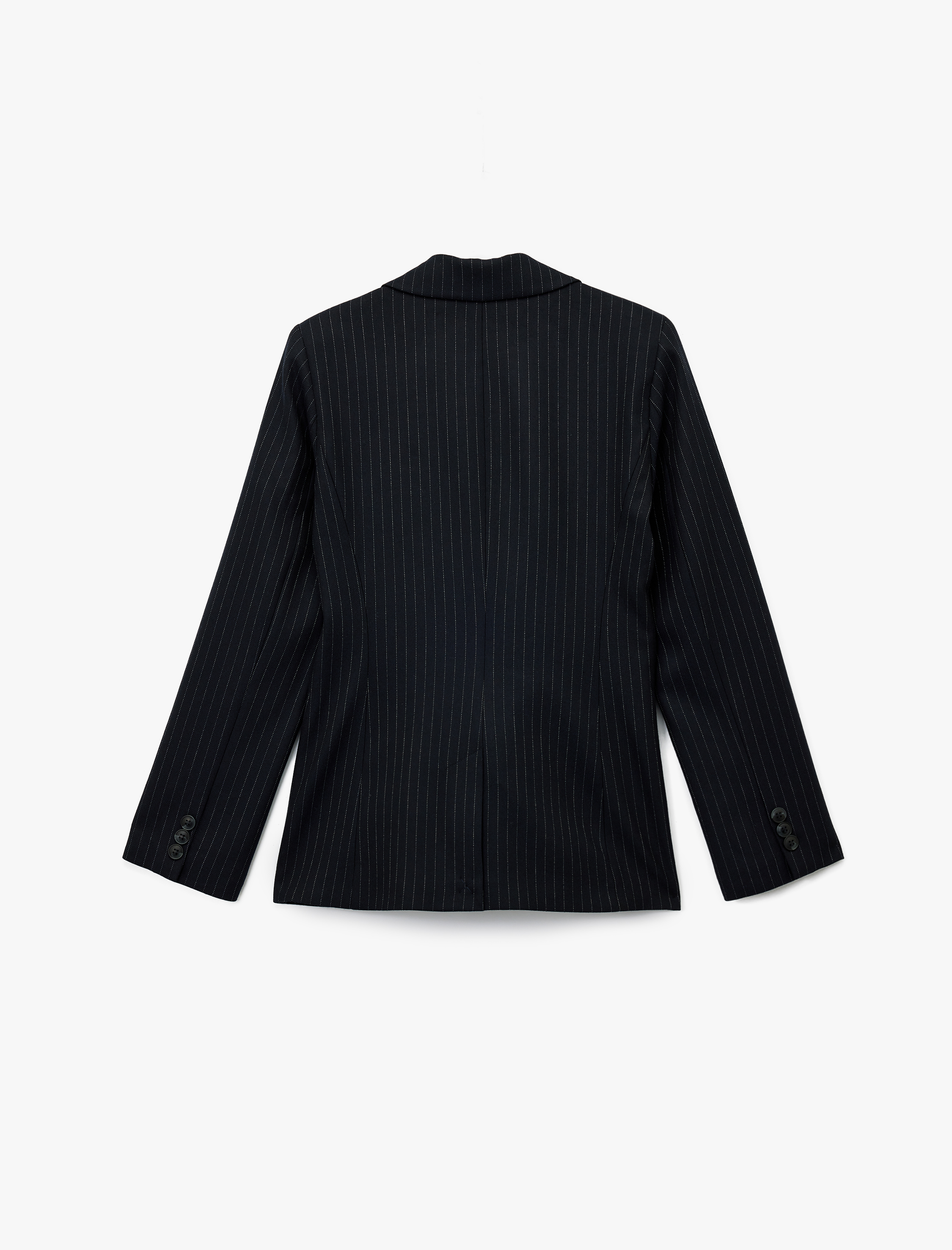   Koton X Melis Ağazat - Uzun Kollu Cepli Çizgili Oversize Blazer Ceket