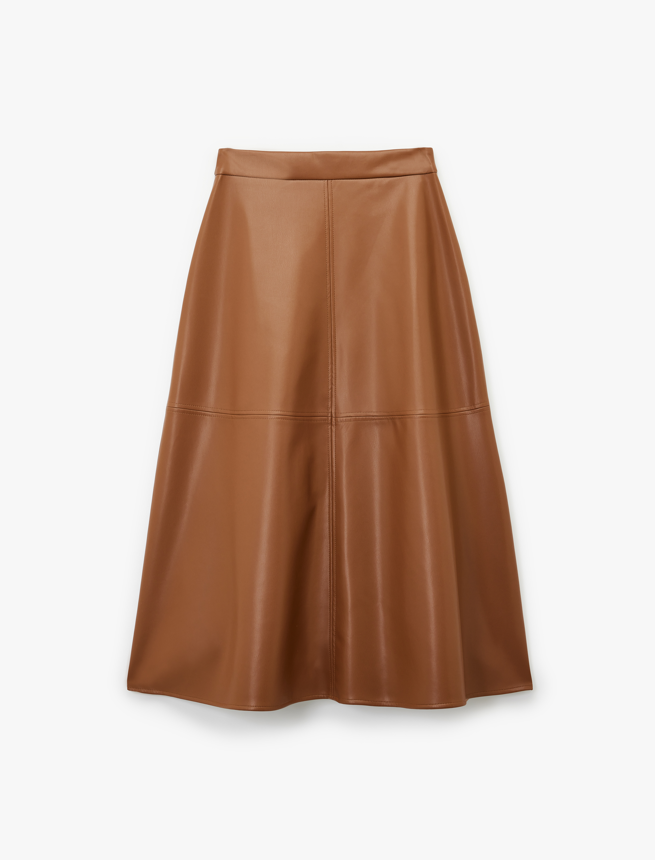   Koton X Melis Ağazat - Volanlı Kloş Kesim Midi Suni Deri Etek