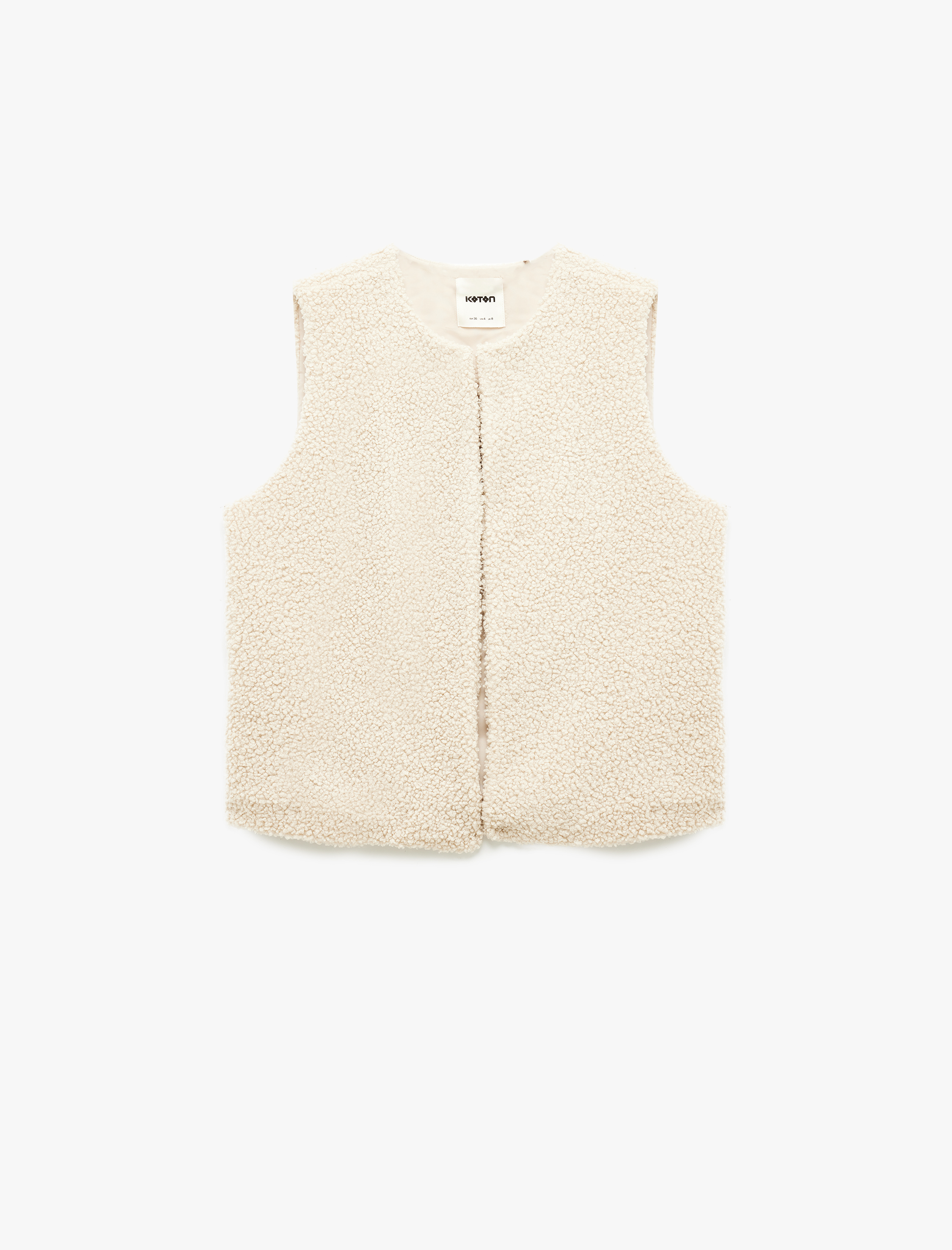   Bisiklet Yaka Crop Peluş Yelek