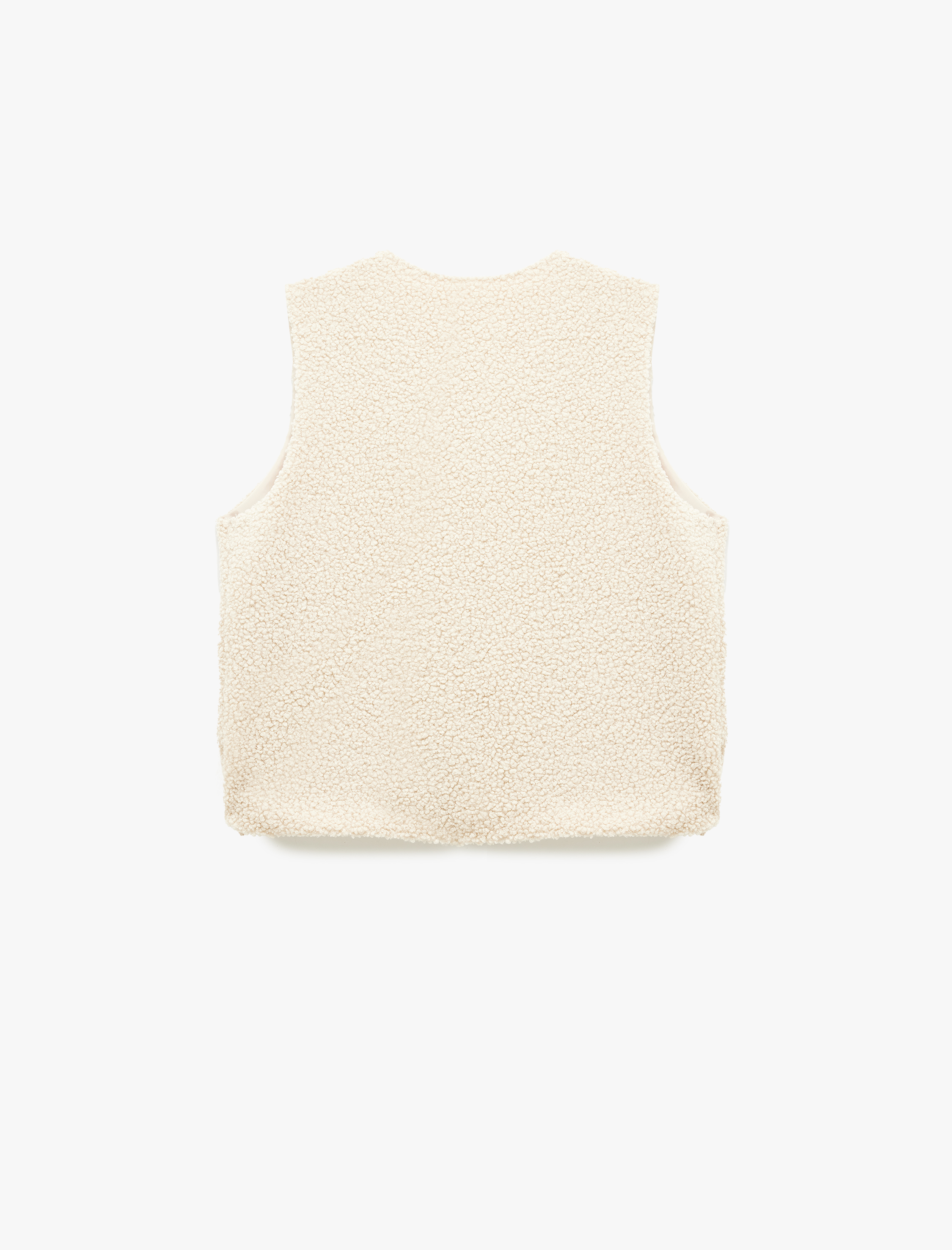   Bisiklet Yaka Crop Peluş Yelek