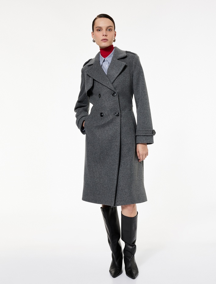  Cepli Uzun Kollu Kemerli Kruvaze Uzun Kaşe Kaban