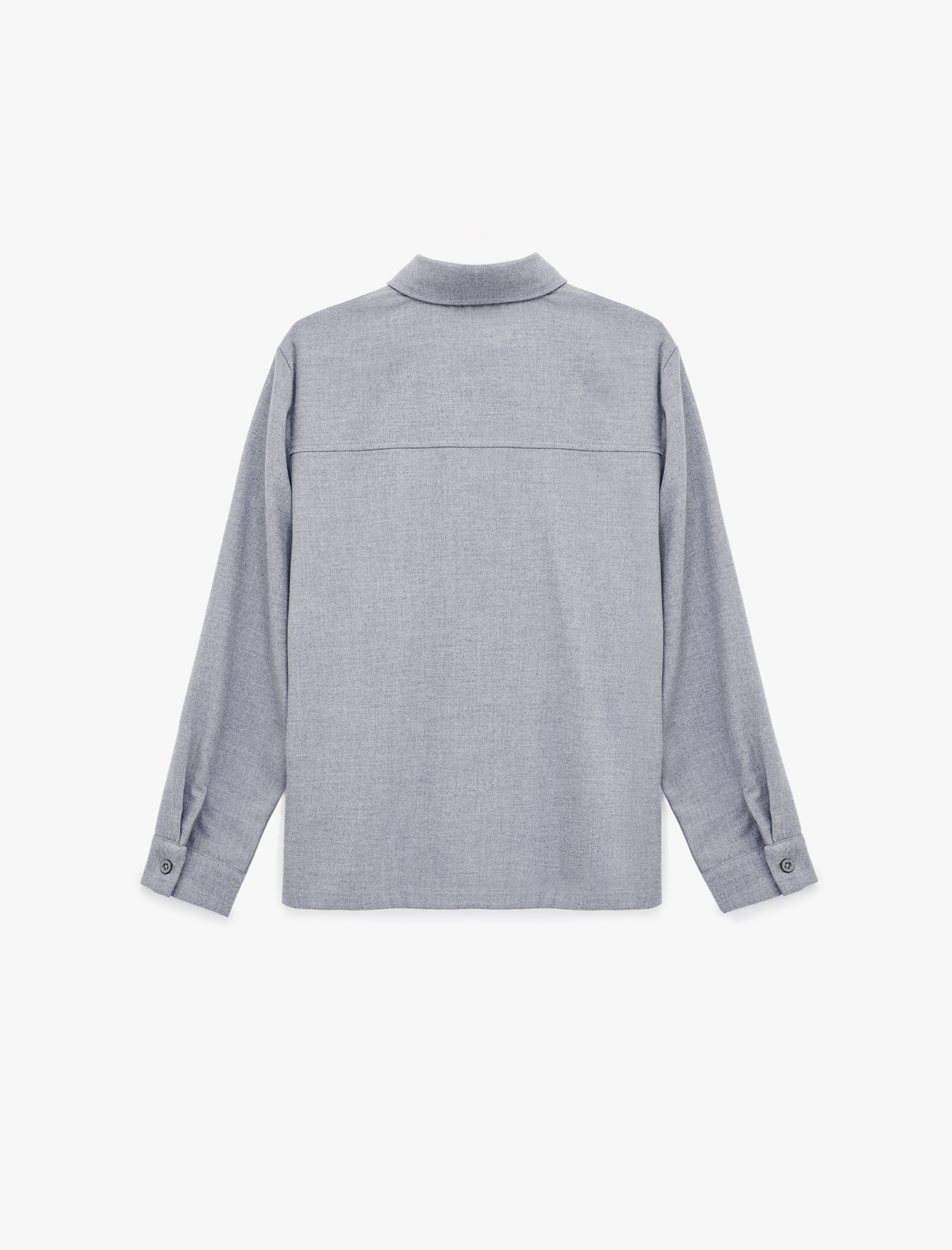   Düğmeli Viskon Karışımlı Uzun Kollu Klasik Yaka Gömlek