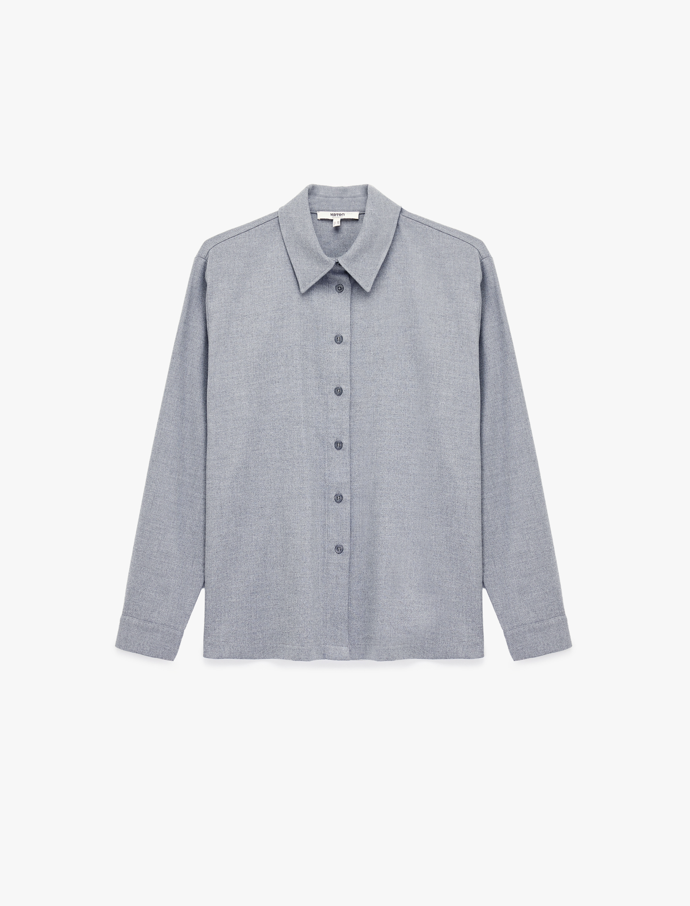   Düğmeli Viskon Karışımlı Uzun Kollu Klasik Yaka Gömlek