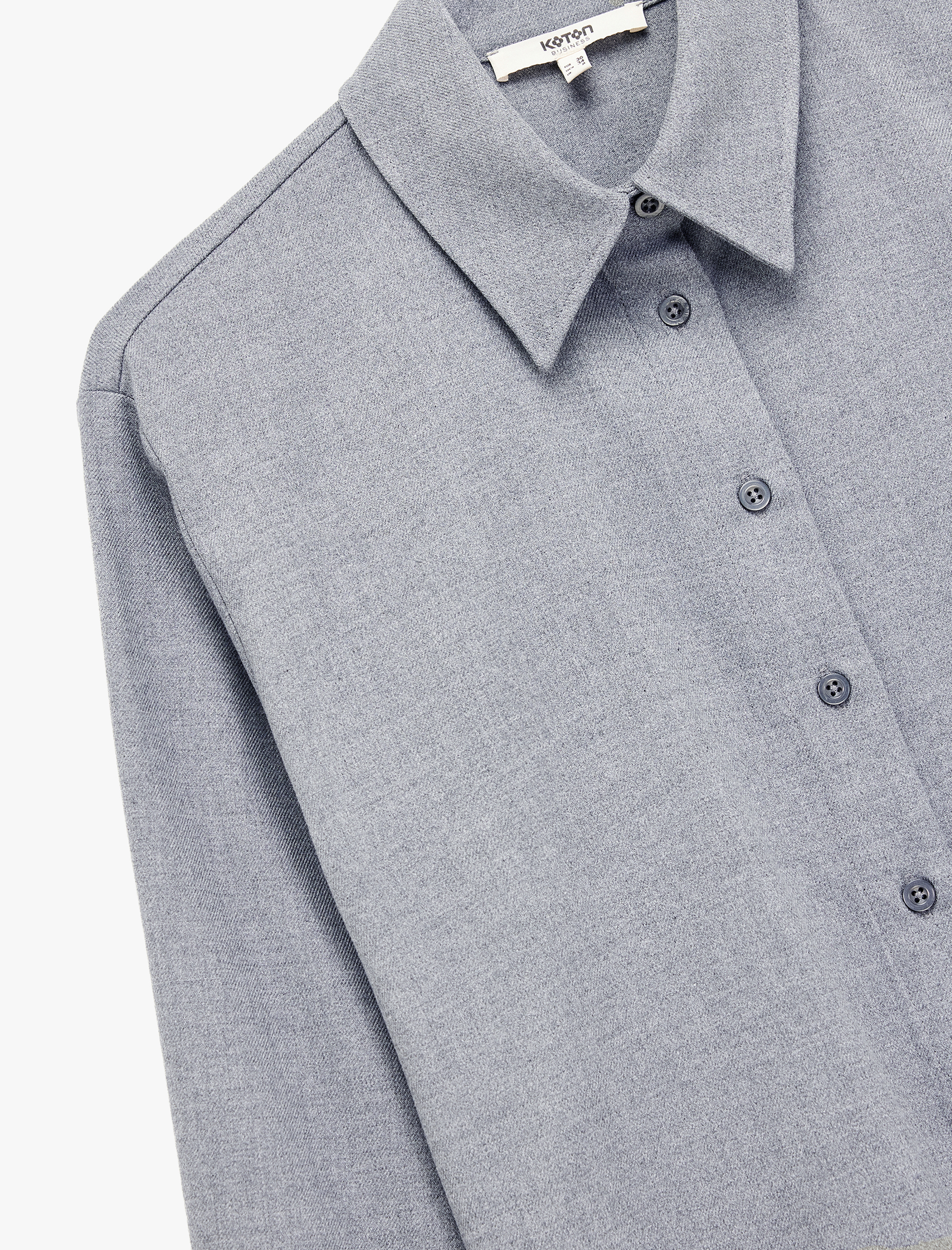   Düğmeli Viskon Karışımlı Uzun Kollu Klasik Yaka Gömlek