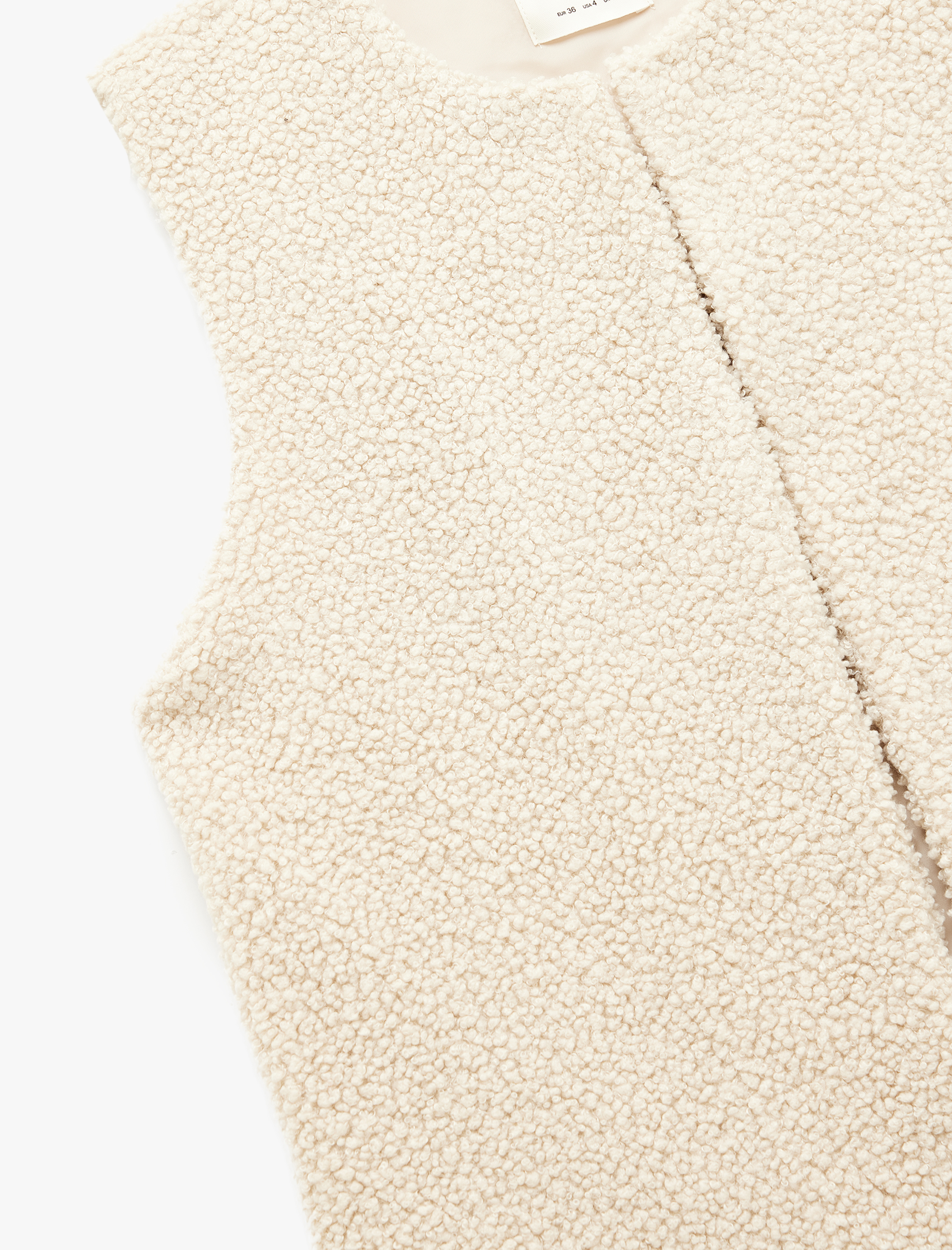   Bisiklet Yaka Crop Peluş Yelek