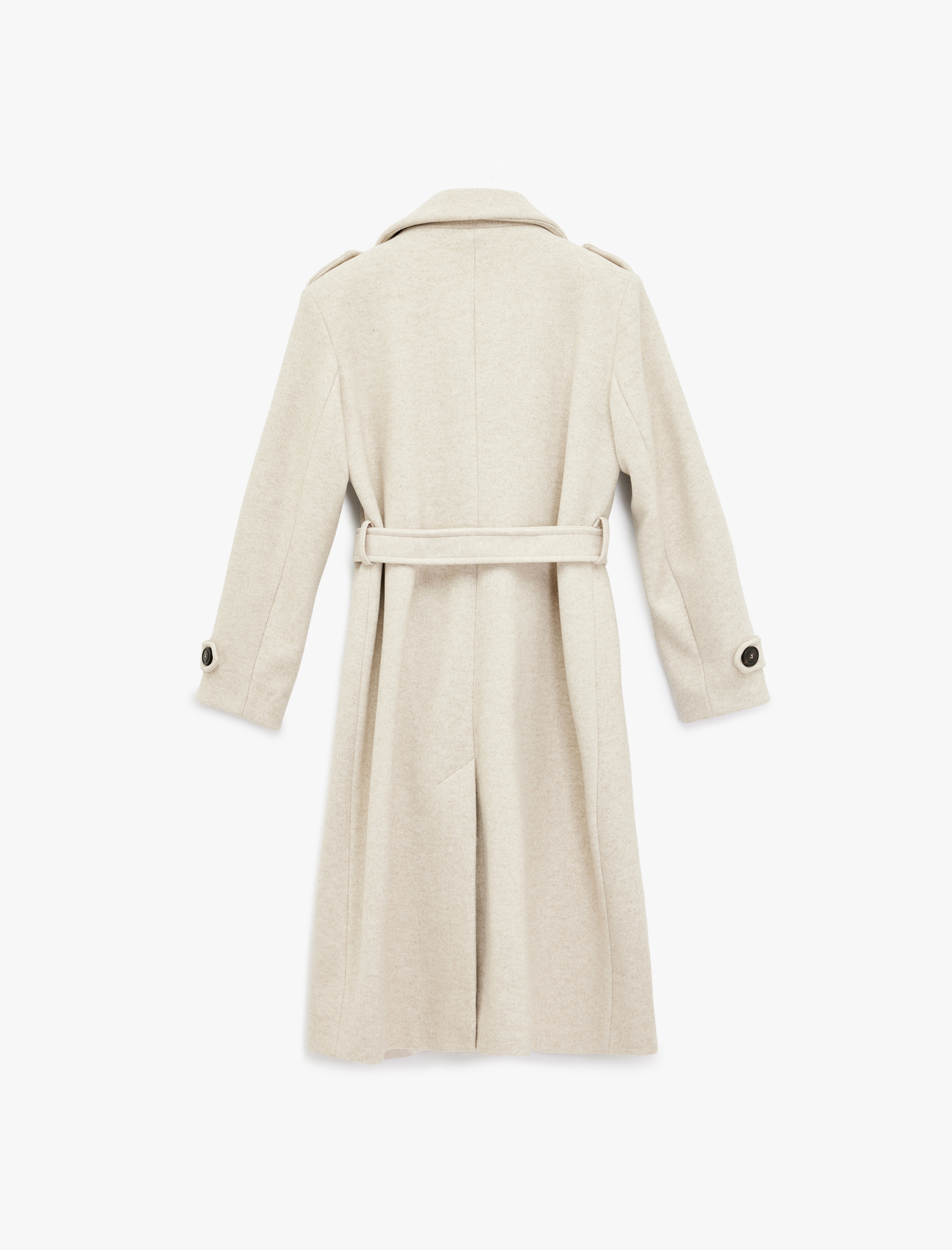   Trenç Kaban Kaşe Uzun Kollu Kruvaze Kemerli