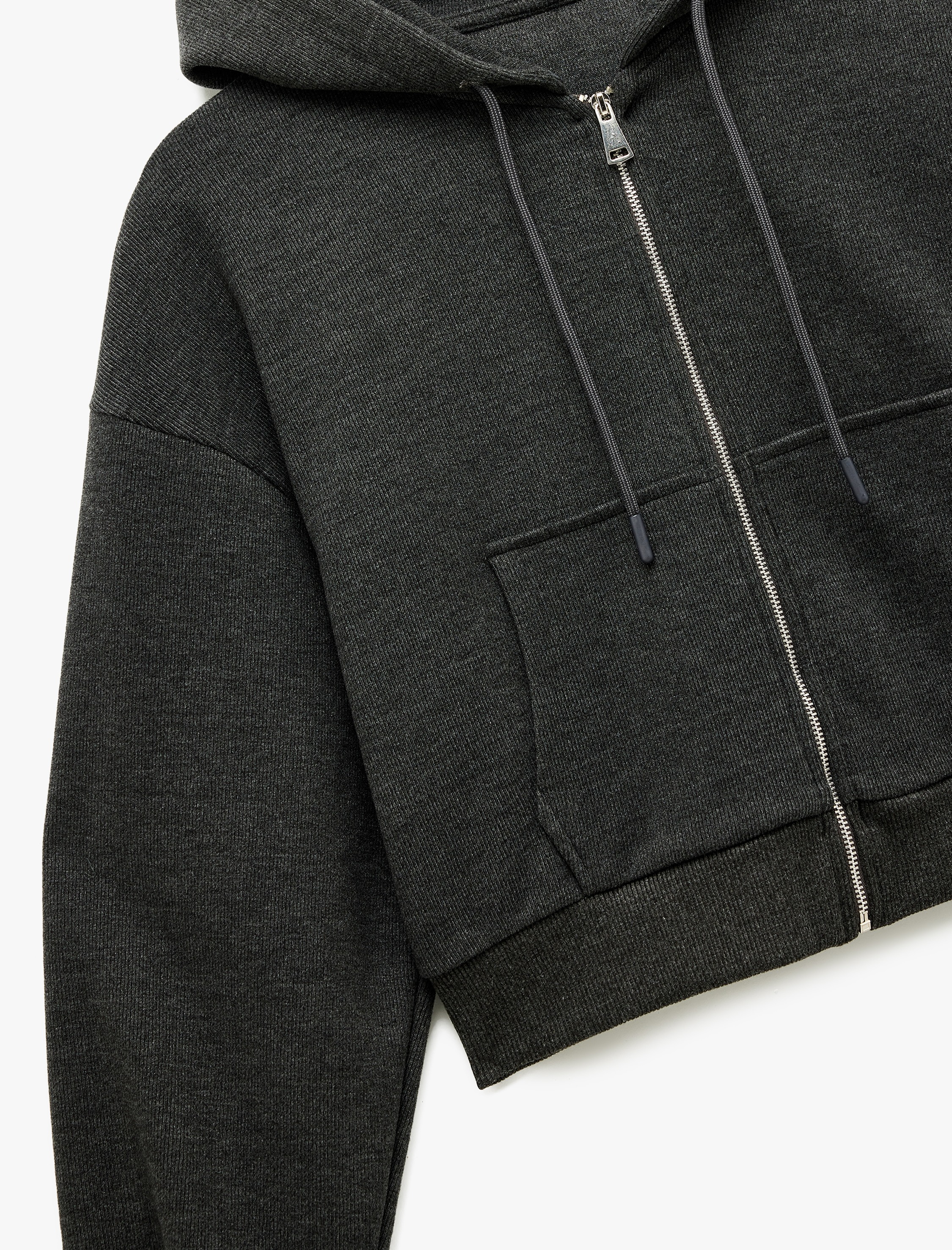   Pamuklu Slim Fit Cepli Uzun Kollu Fermuarlı Kapüşonlu Hırka